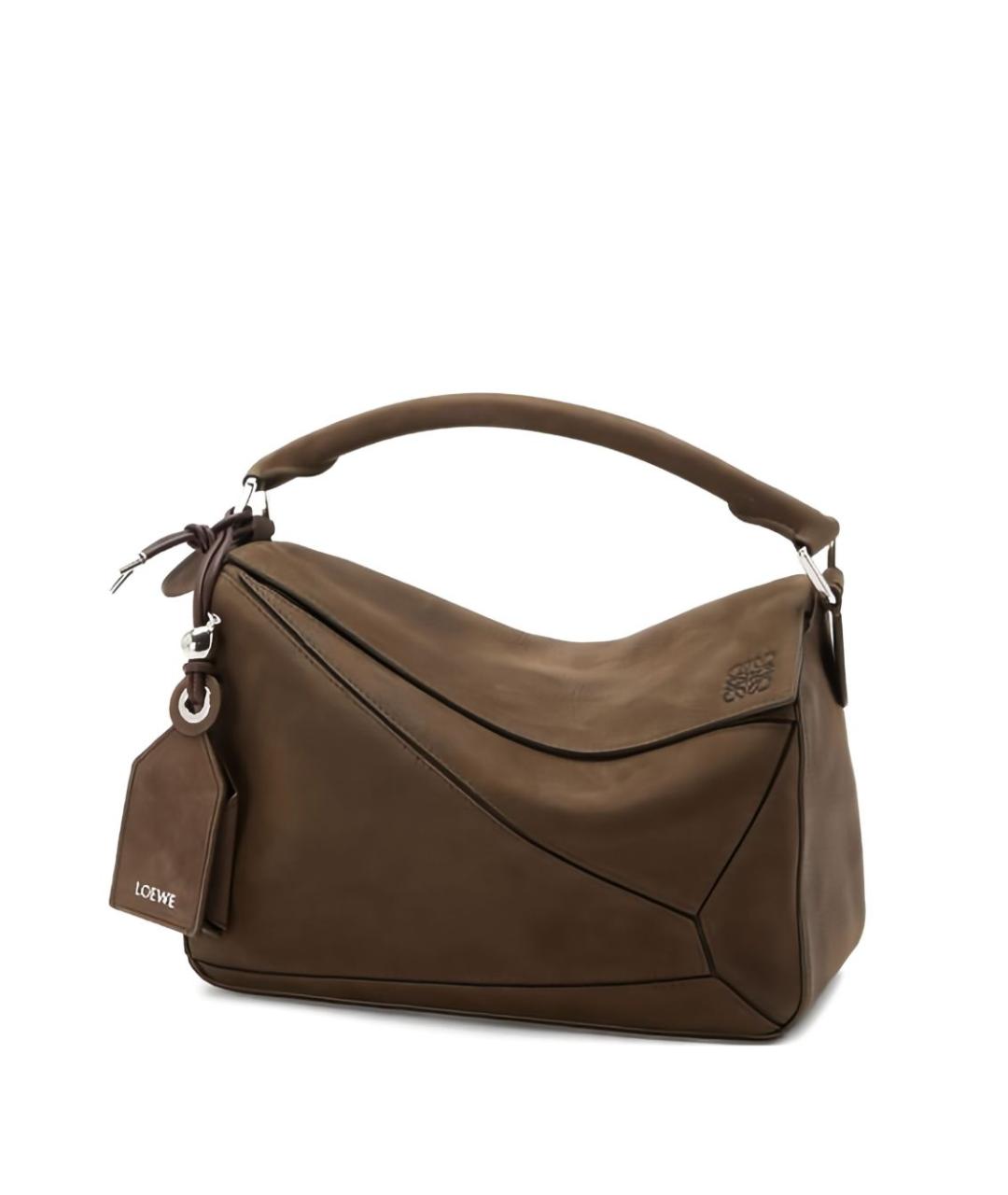 LOEWE Коричневая замшевая сумка с короткими ручками, фото 1