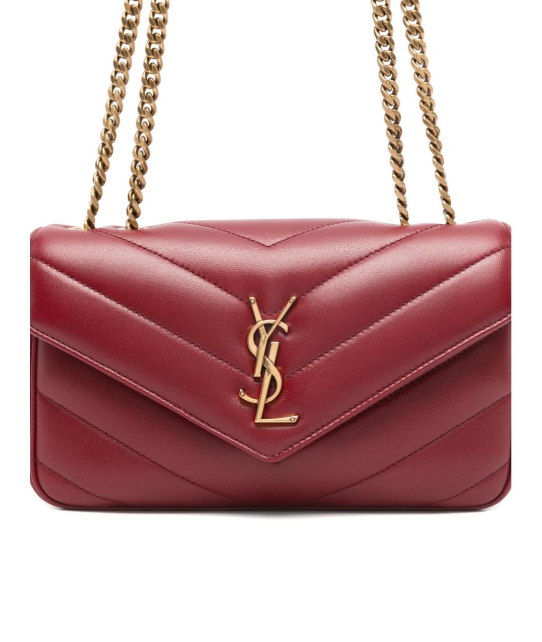 SAINT LAURENT Красная кожаная сумка через плечо, фото 3