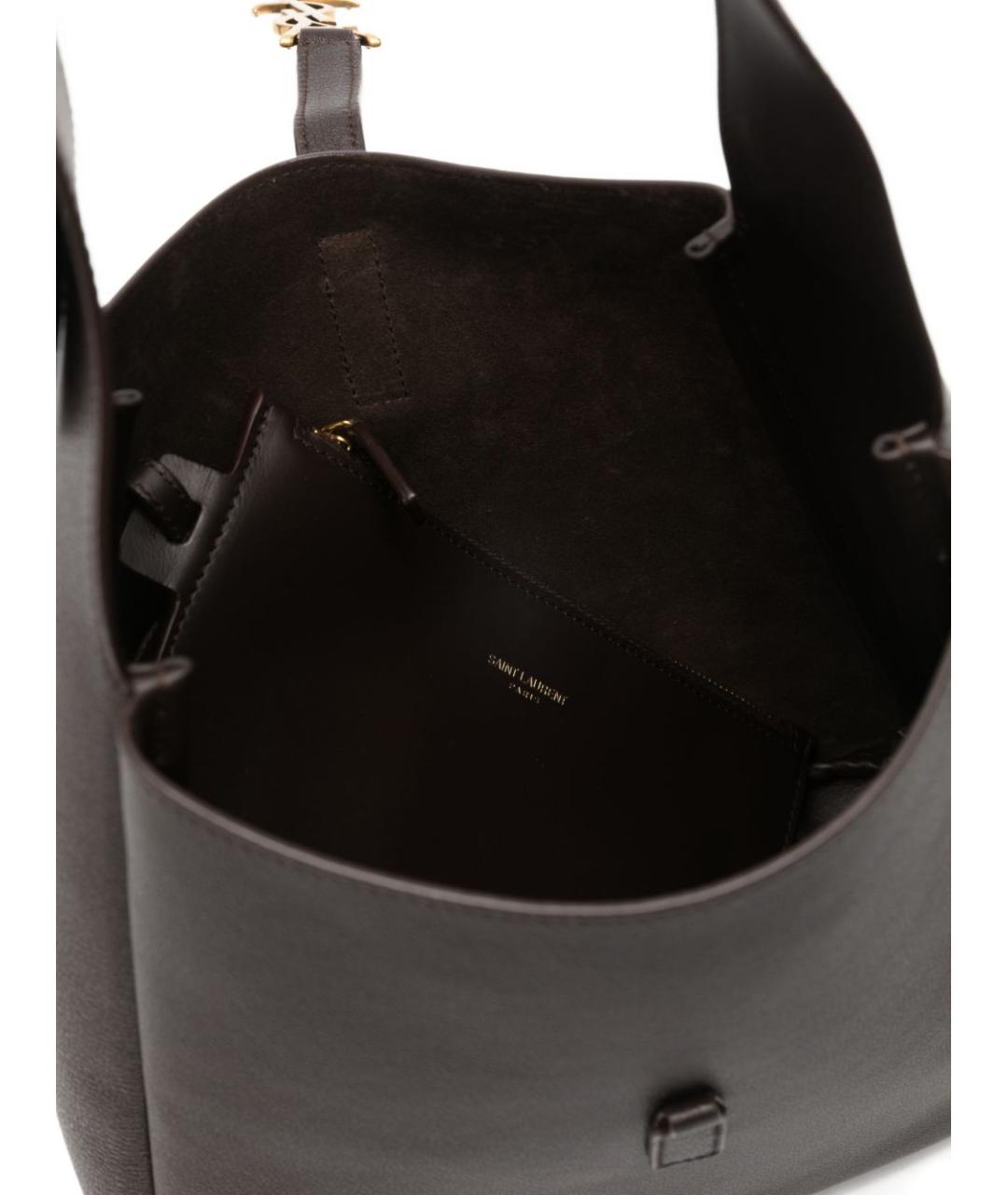SAINT LAURENT Коричневая кожаная сумка через плечо, фото 3