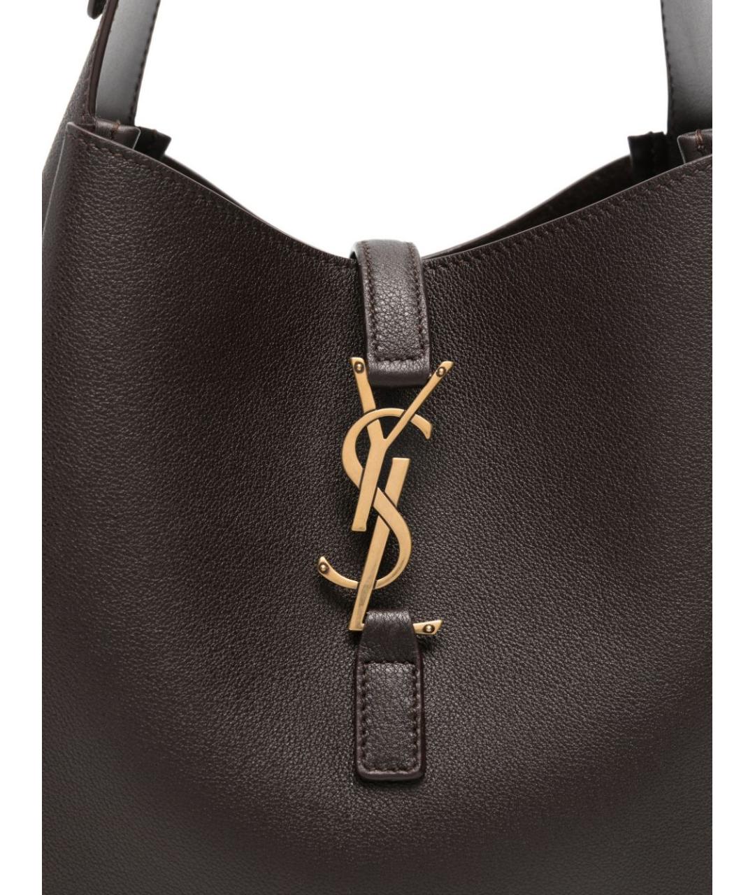 SAINT LAURENT Коричневая кожаная сумка через плечо, фото 4