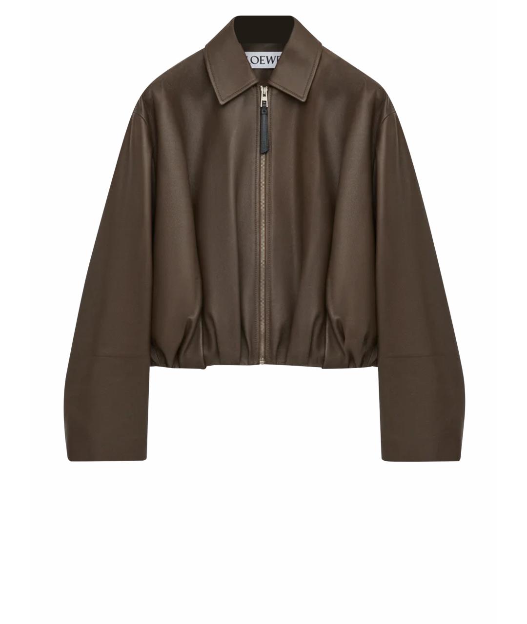 LOEWE Зеленая кожаная куртка, фото 1