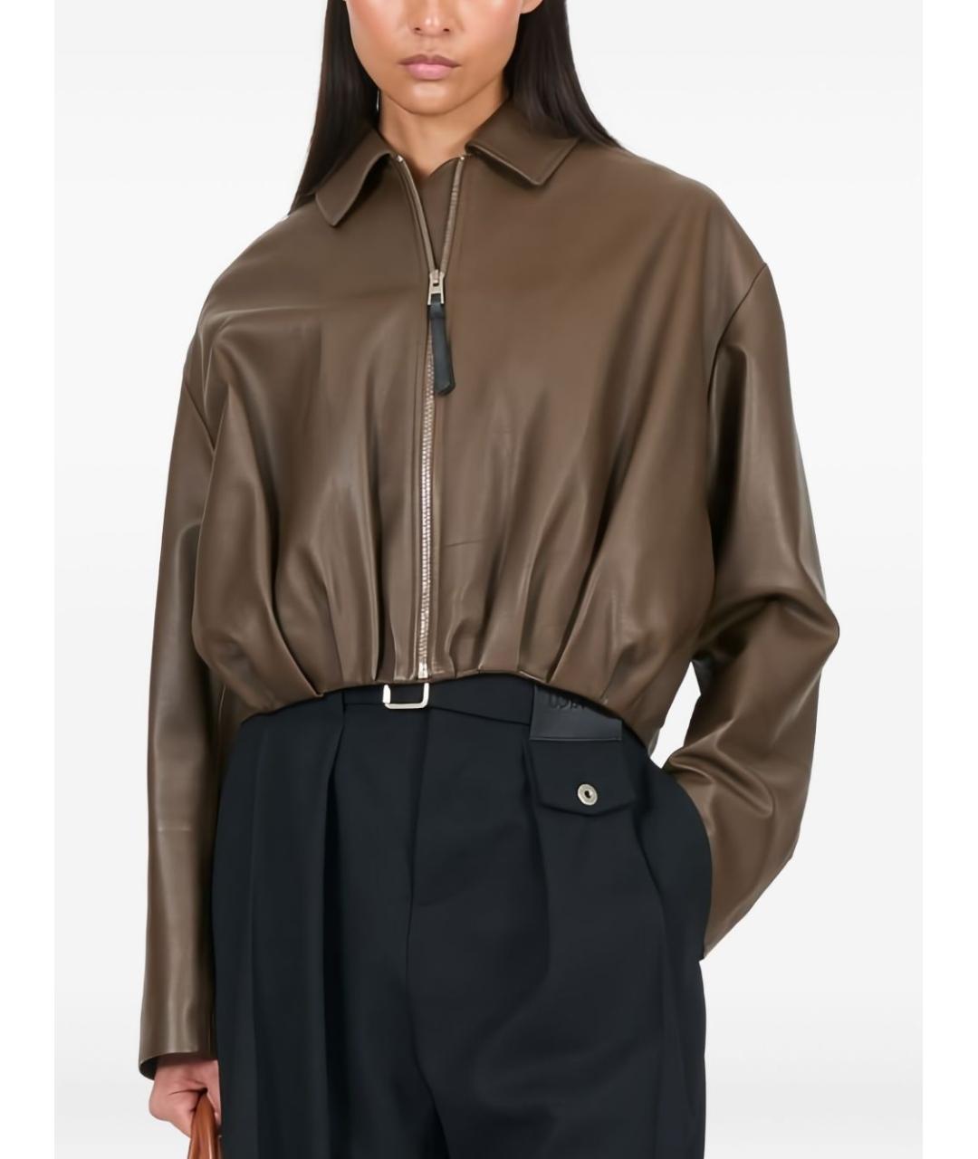 LOEWE Зеленая кожаная куртка, фото 2