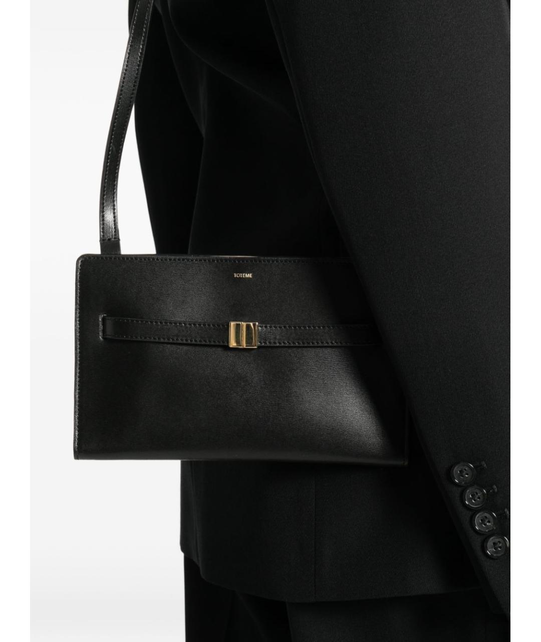 TOTEME Черная кожаная сумка через плечо, фото 3