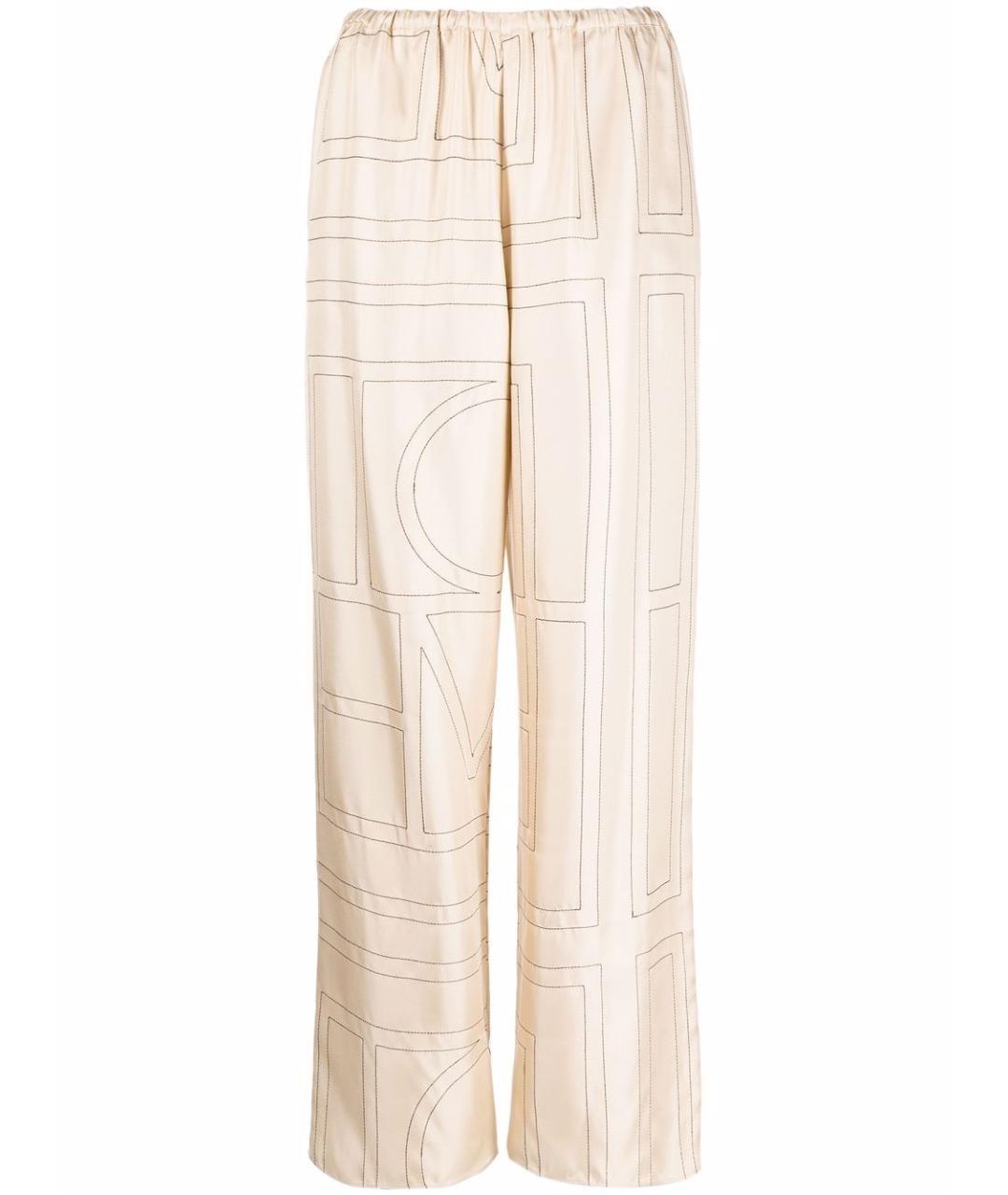 TOTEME Бежевые шелковые прямые брюки, фото 1