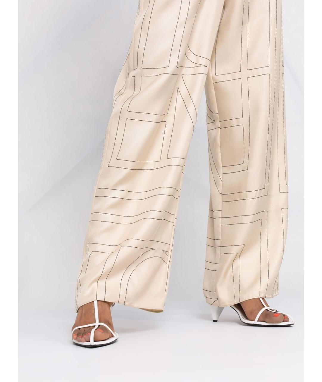 TOTEME Бежевые шелковые прямые брюки, фото 2