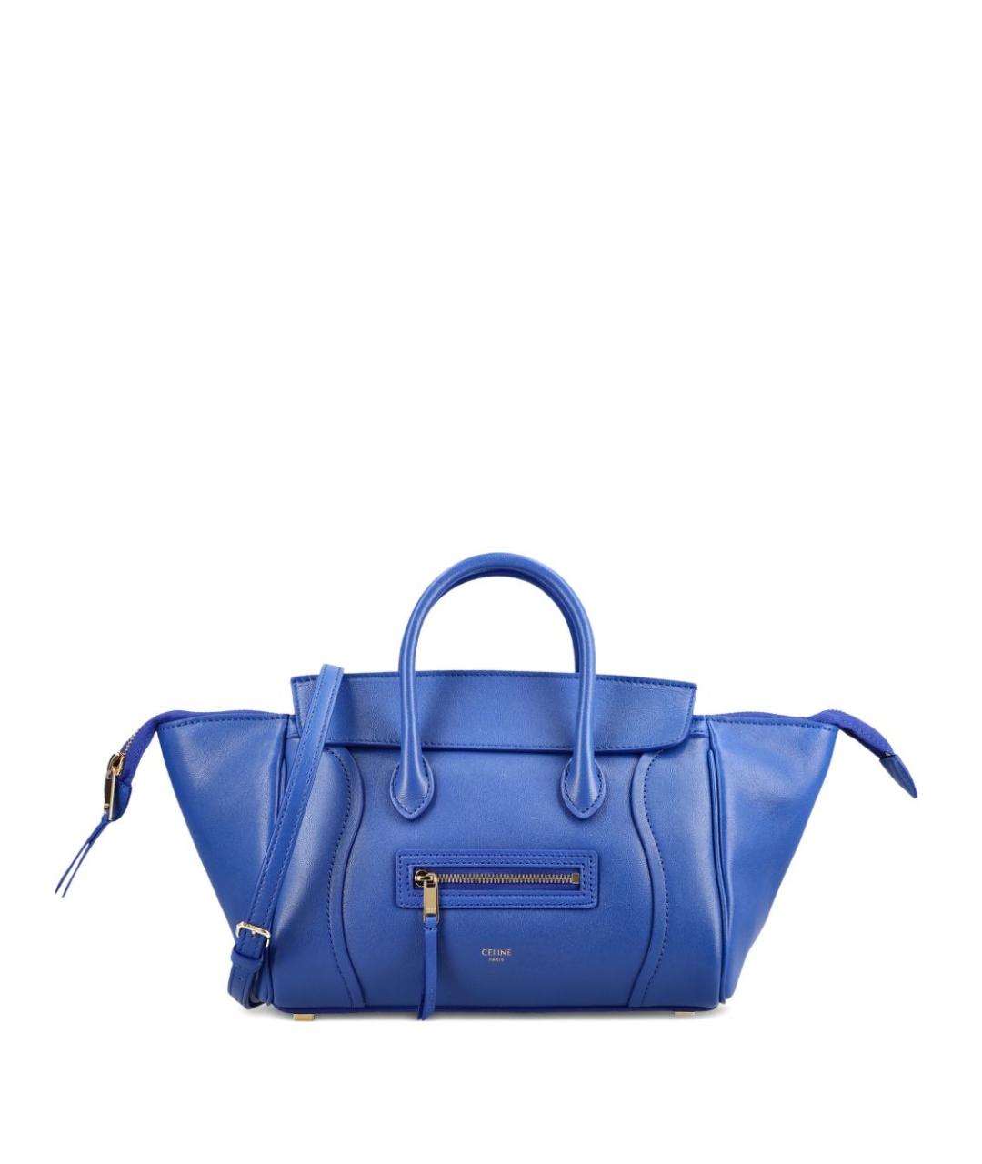 CELINE Синяя кожаная сумка с короткими ручками, фото 1