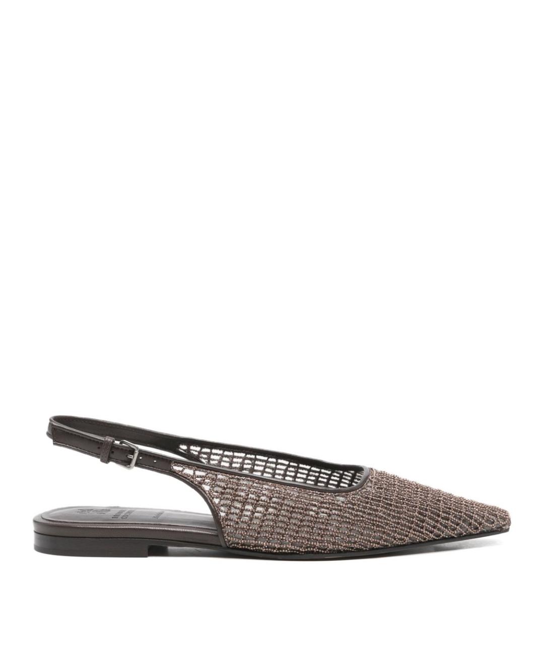 BRUNELLO CUCINELLI Коричневые кожаные балетки, фото 1