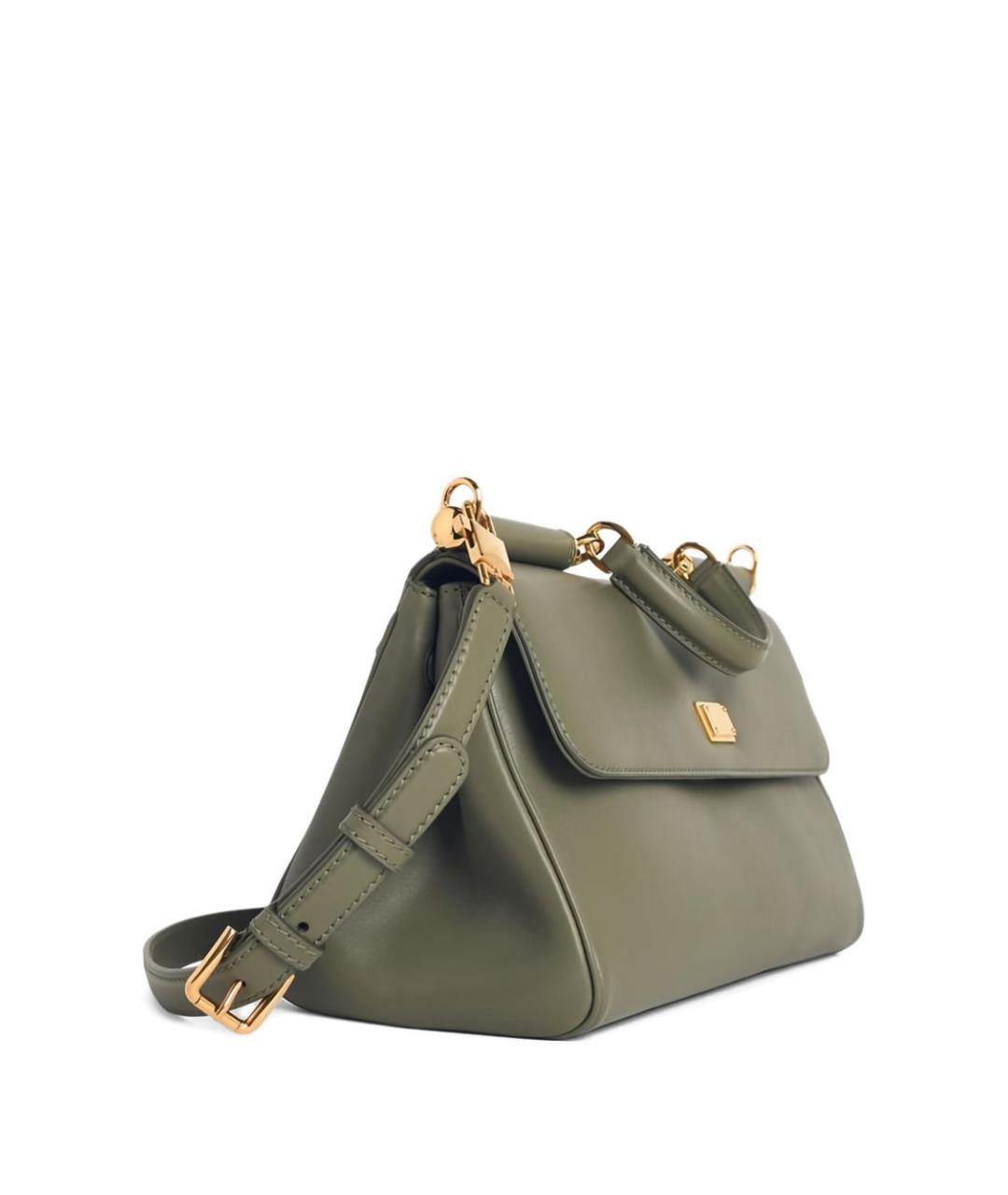 DOLCE&GABBANA Зеленая кожаная сумка с короткими ручками, фото 2