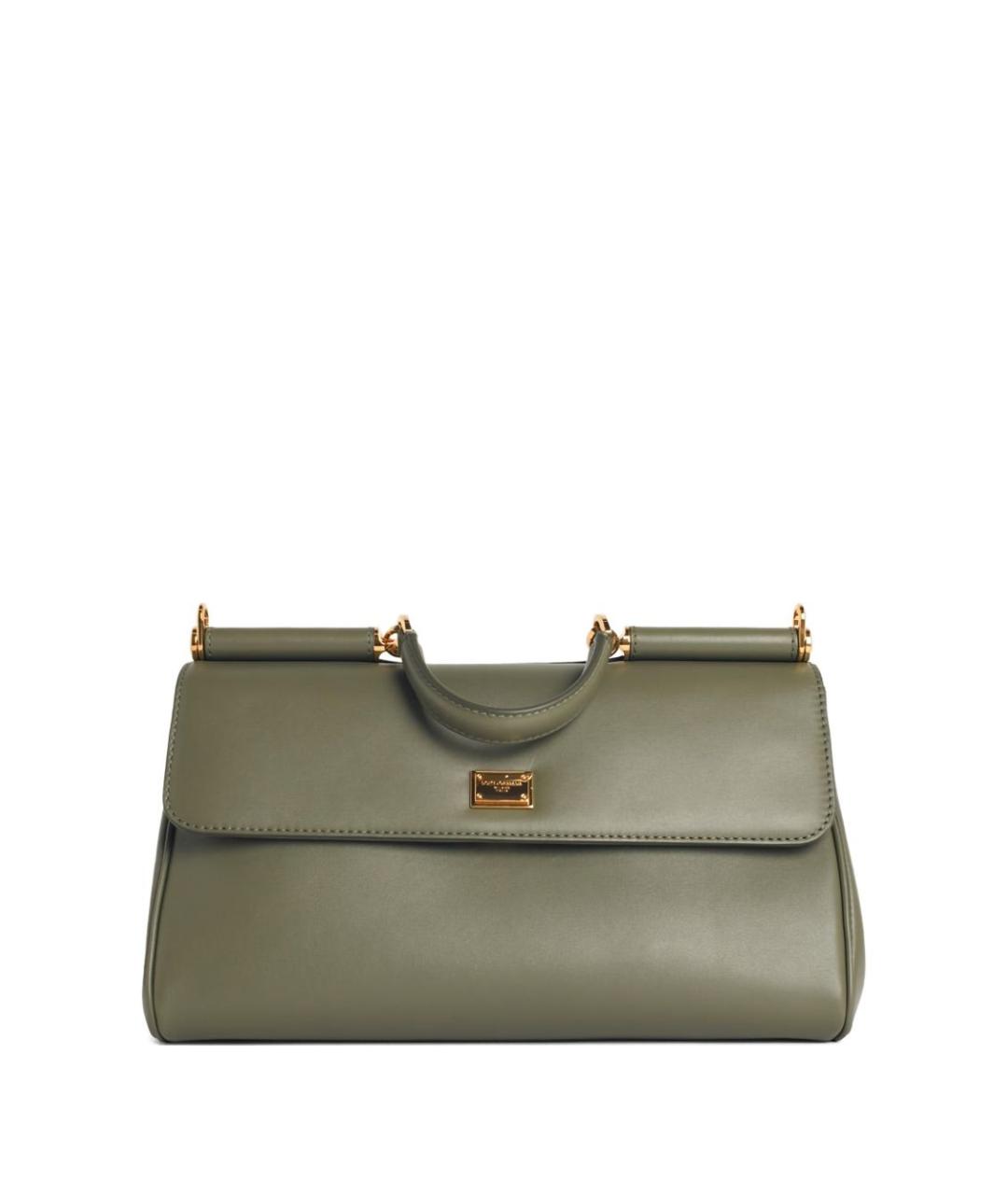 DOLCE&GABBANA Зеленая кожаная сумка с короткими ручками, фото 1