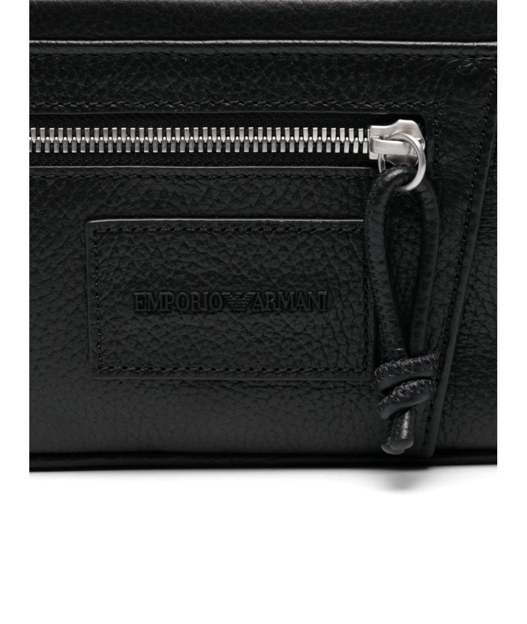 EMPORIO ARMANI Черная кожаная косметичка, фото 3