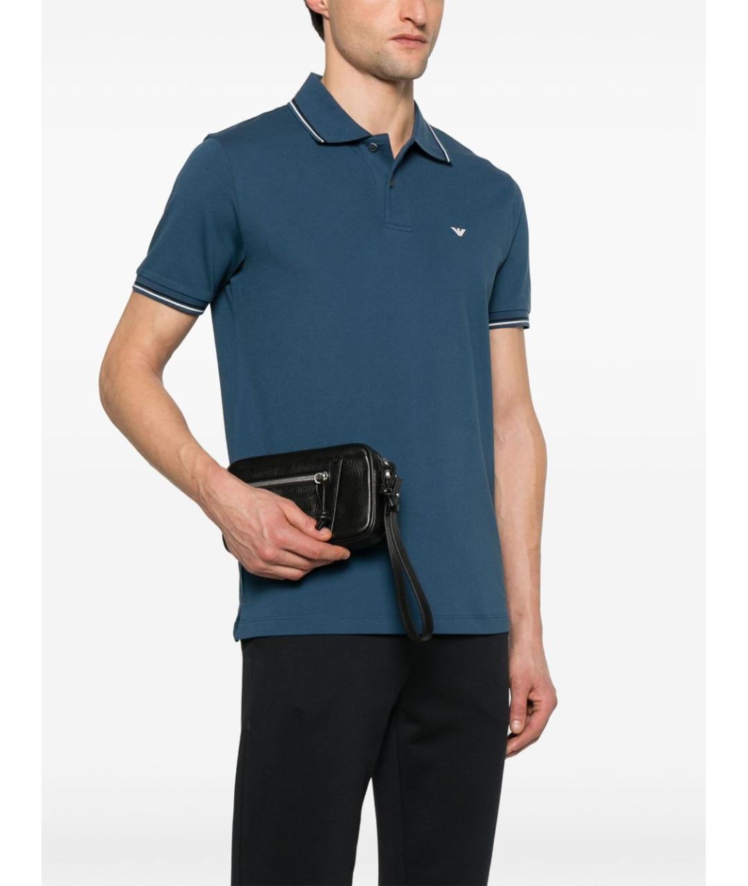 EMPORIO ARMANI Черная кожаная косметичка, фото 4