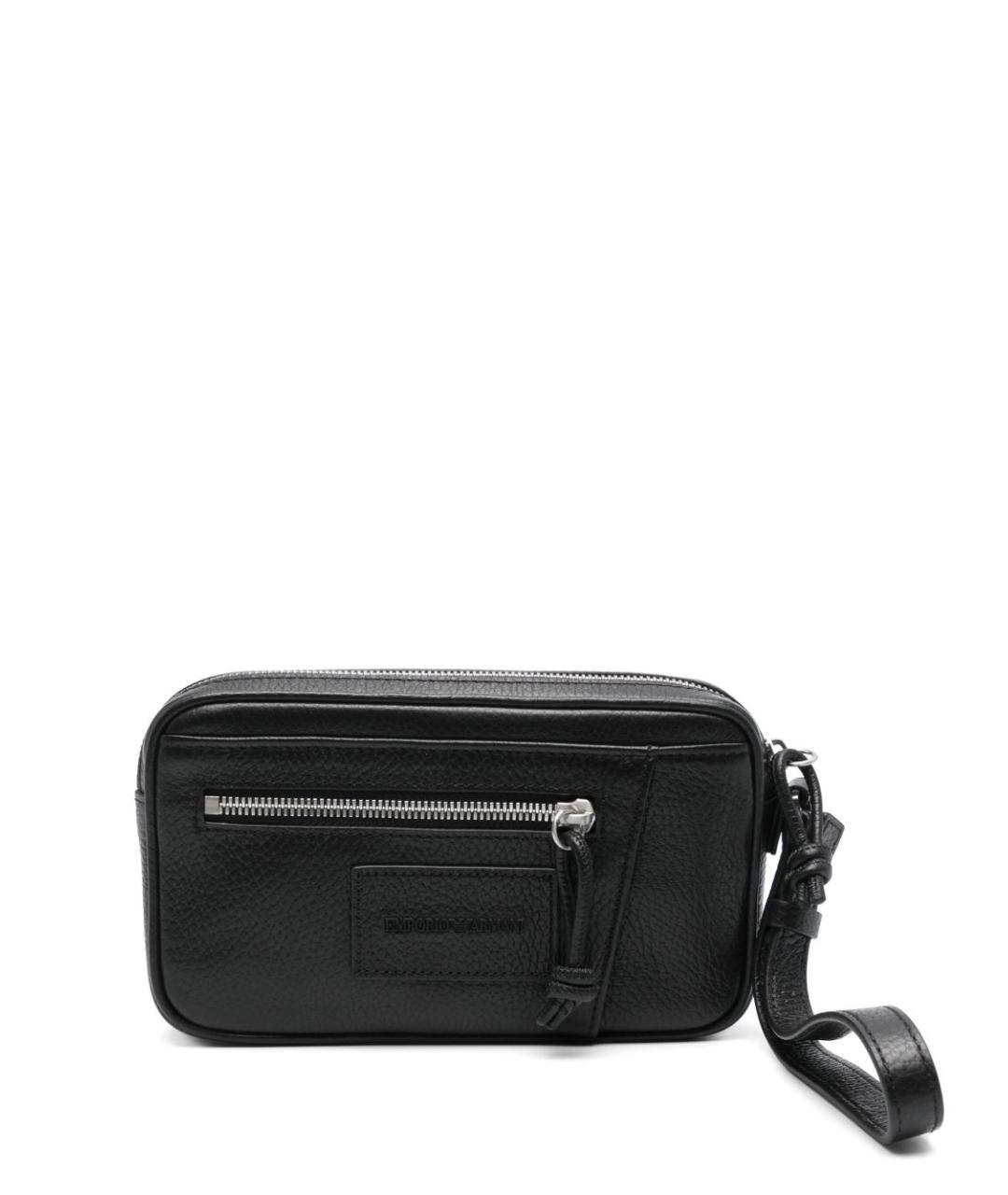 EMPORIO ARMANI Черная кожаная косметичка, фото 1