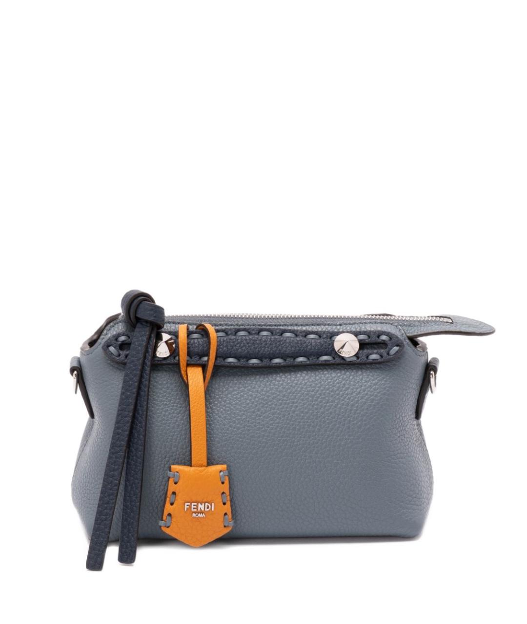 FENDI Серая кожаная сумка с короткими ручками, фото 1