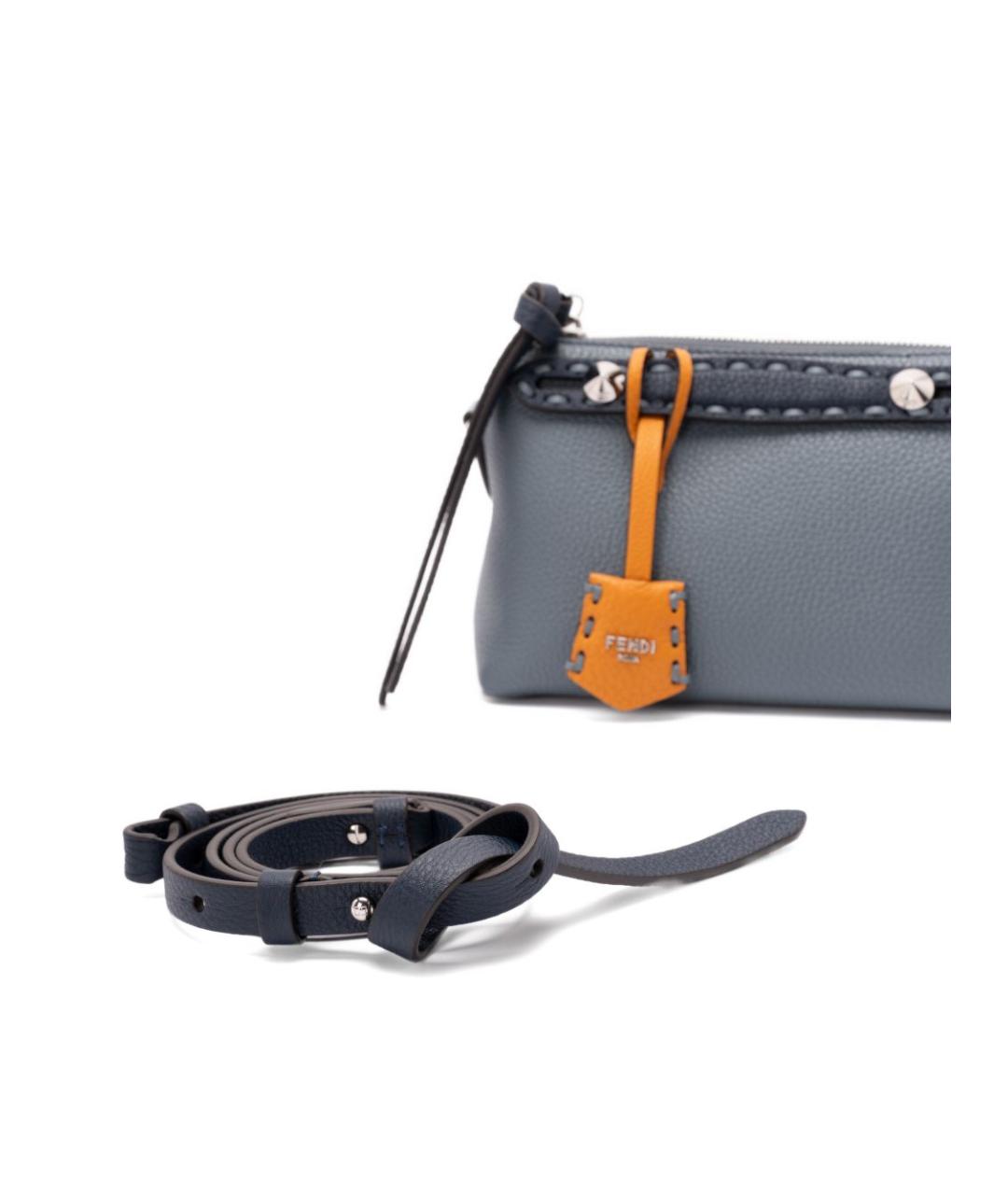 FENDI Серая кожаная сумка с короткими ручками, фото 2