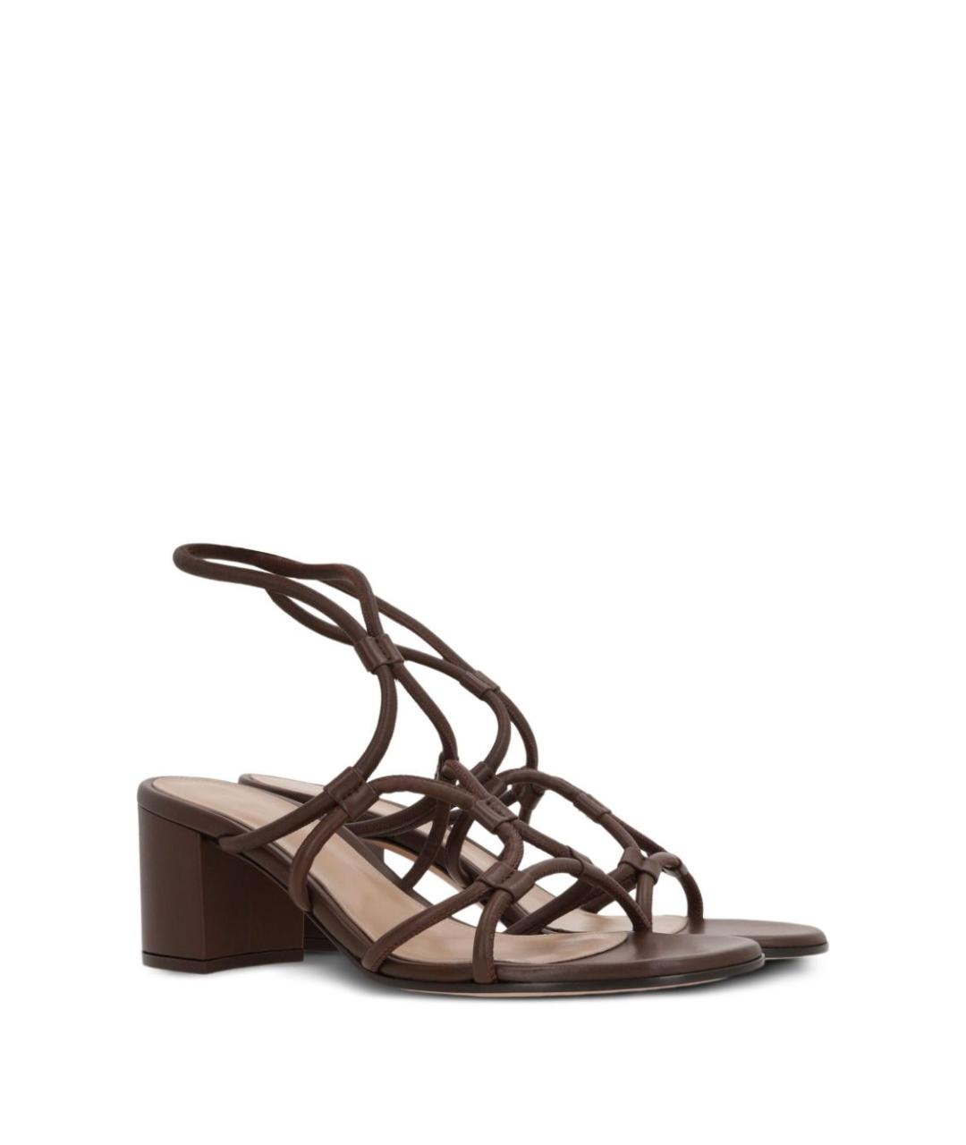 GIANVITO ROSSI Коричневые кожаные босоножки, фото 3