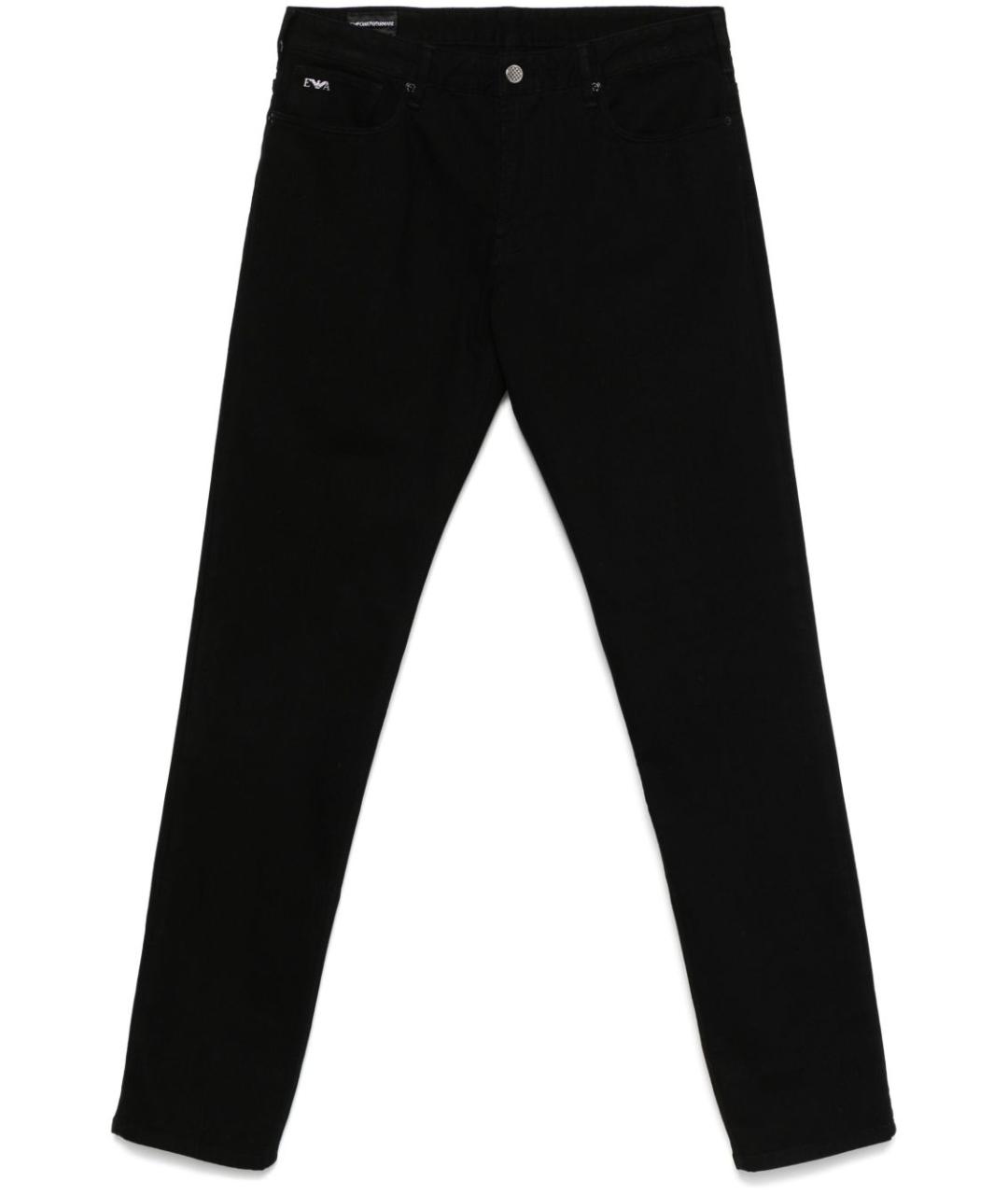 EMPORIO ARMANI Черные хлопко-полиэстеровые прямые джинсы, фото 1