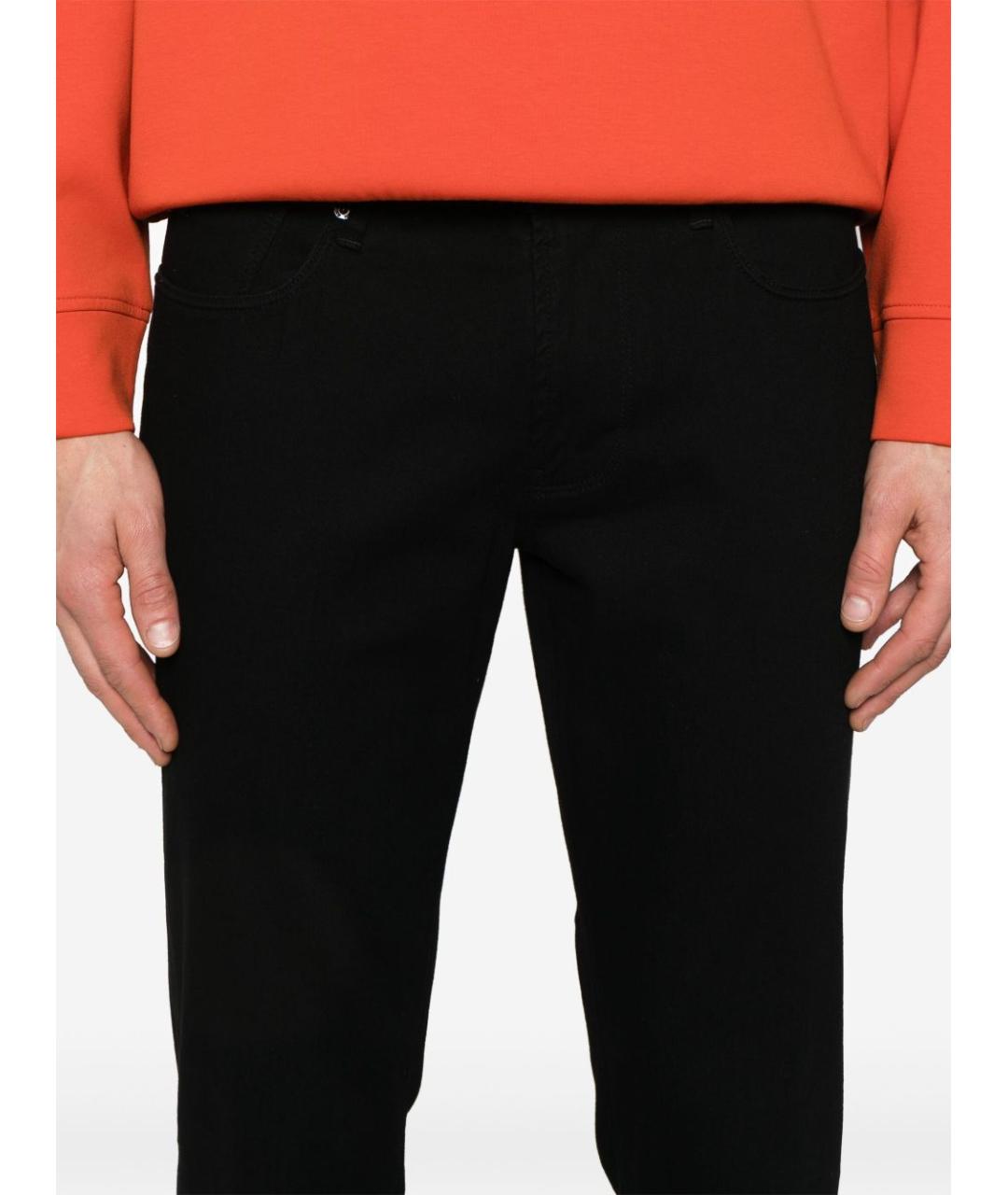 EMPORIO ARMANI Черные хлопко-полиэстеровые прямые джинсы, фото 3