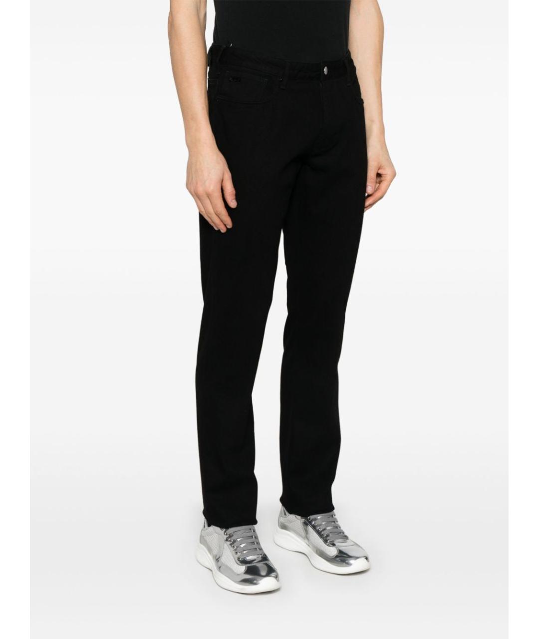 EMPORIO ARMANI Черные хлопко-полиэстеровые прямые джинсы, фото 4