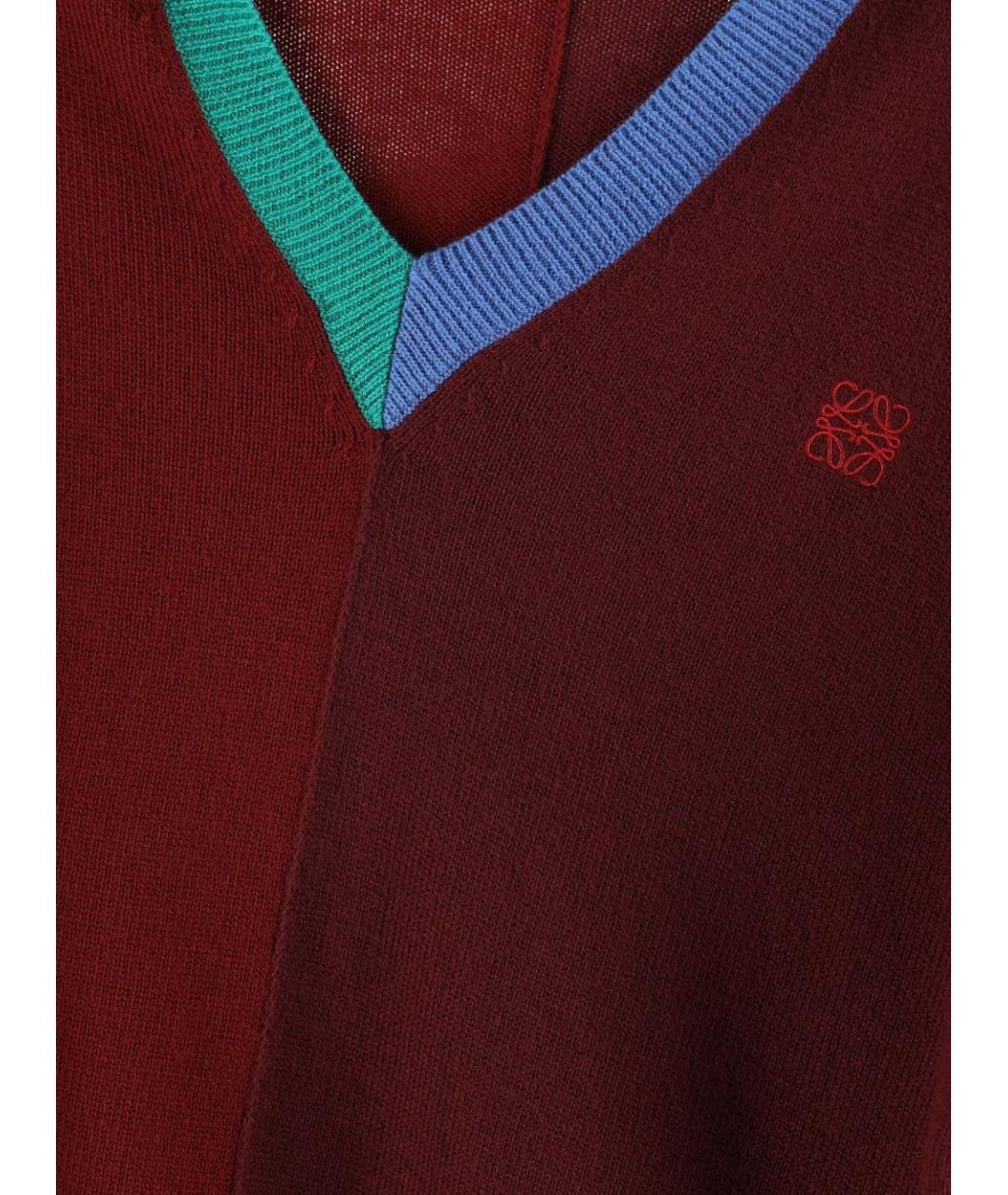 LOEWE Бордовый шерстяной джемпер / свитер, фото 3