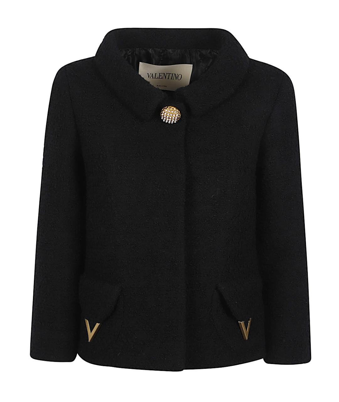 VALENTINO Черное шерстяное пальто, фото 1