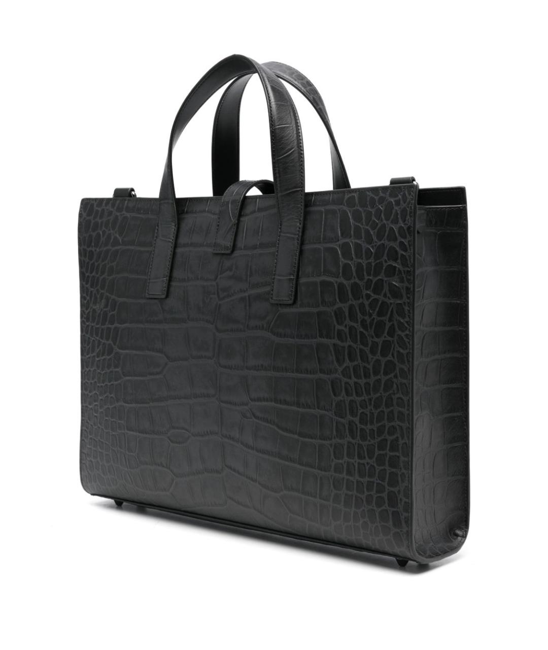 EMPORIO ARMANI Черная кожаная сумка тоут, фото 3