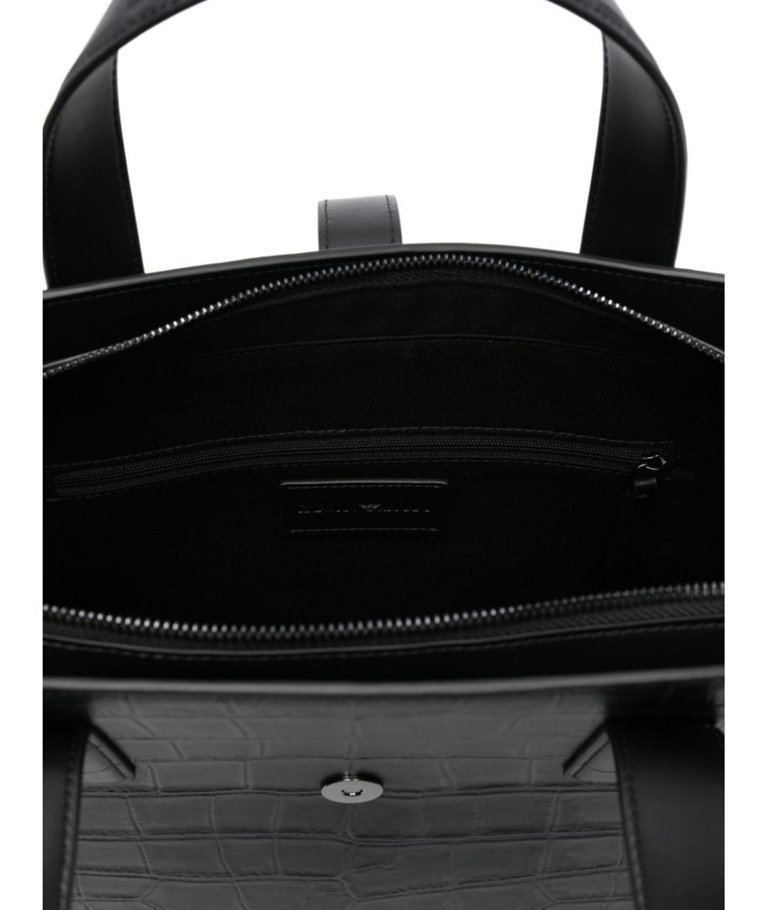 EMPORIO ARMANI Черная кожаная сумка тоут, фото 4