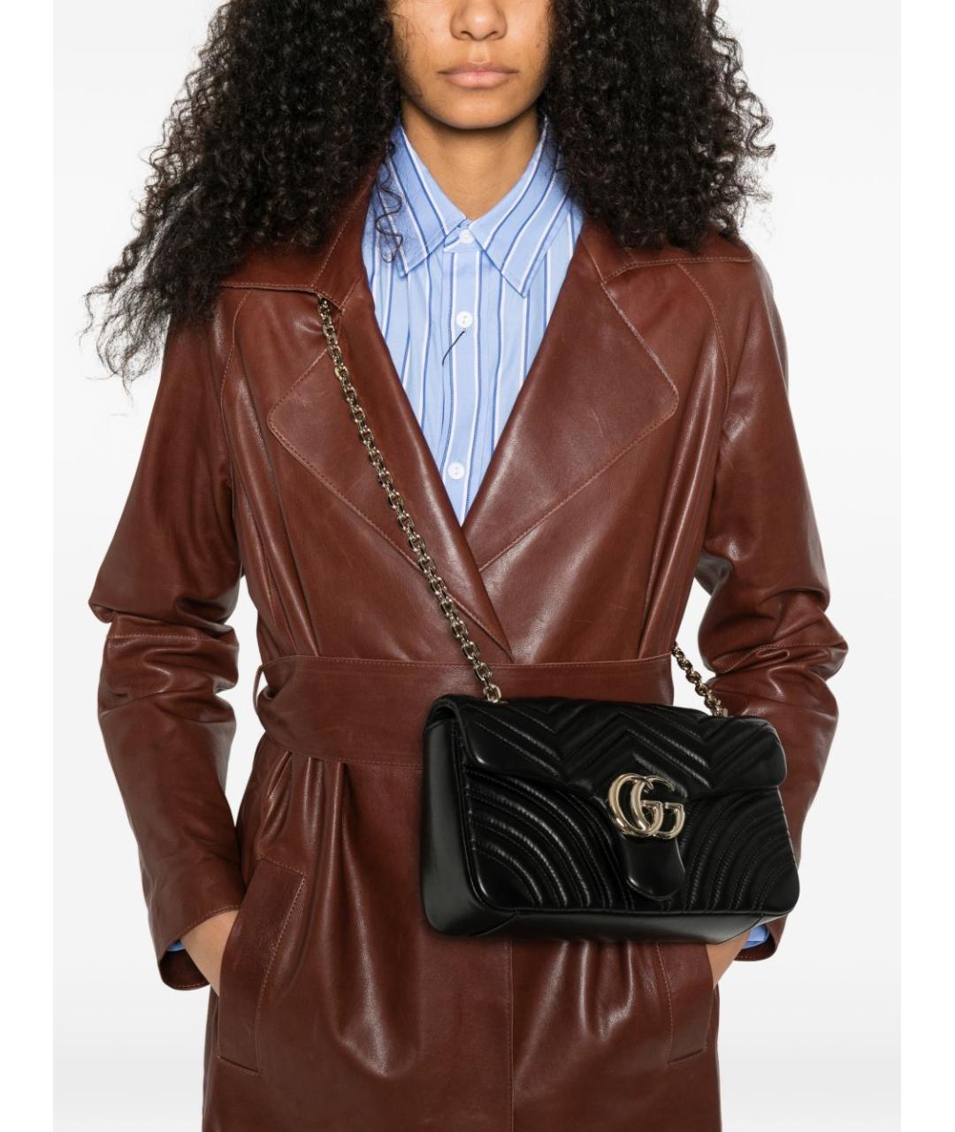 GUCCI Черная кожаная сумка через плечо, фото 2