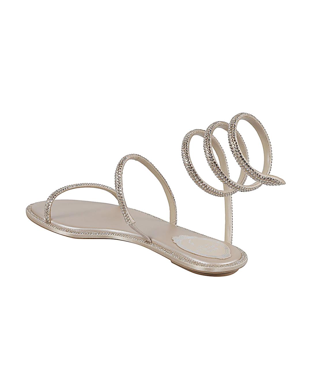 RENE CAOVILLA Бежевые кожаные босоножки, фото 3