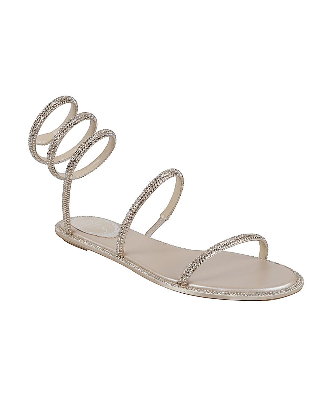 RENE CAOVILLA Бежевые кожаные босоножки, фото 2