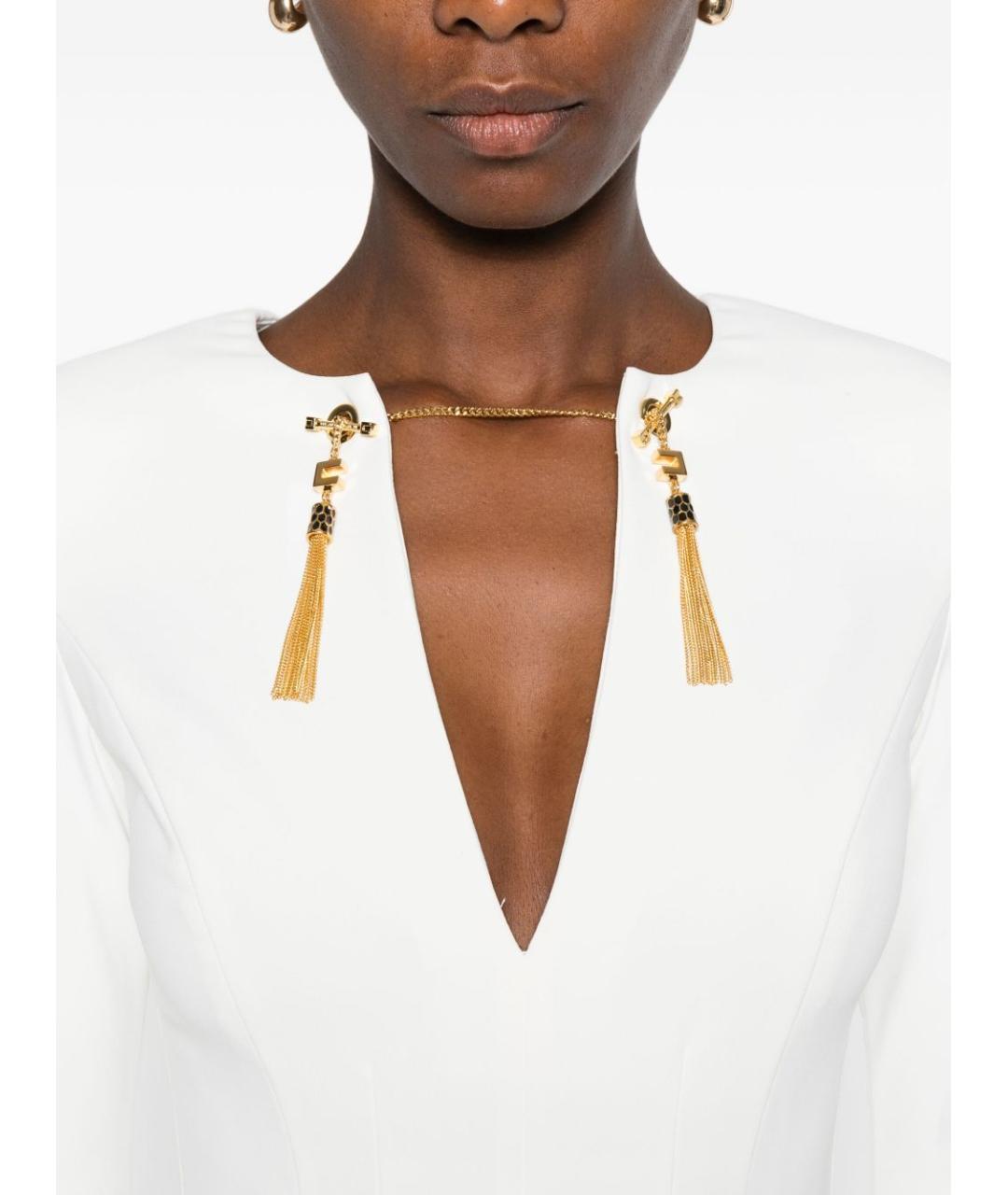 ELISABETTA FRANCHI Белое полиэстеровое повседневное платье, фото 4