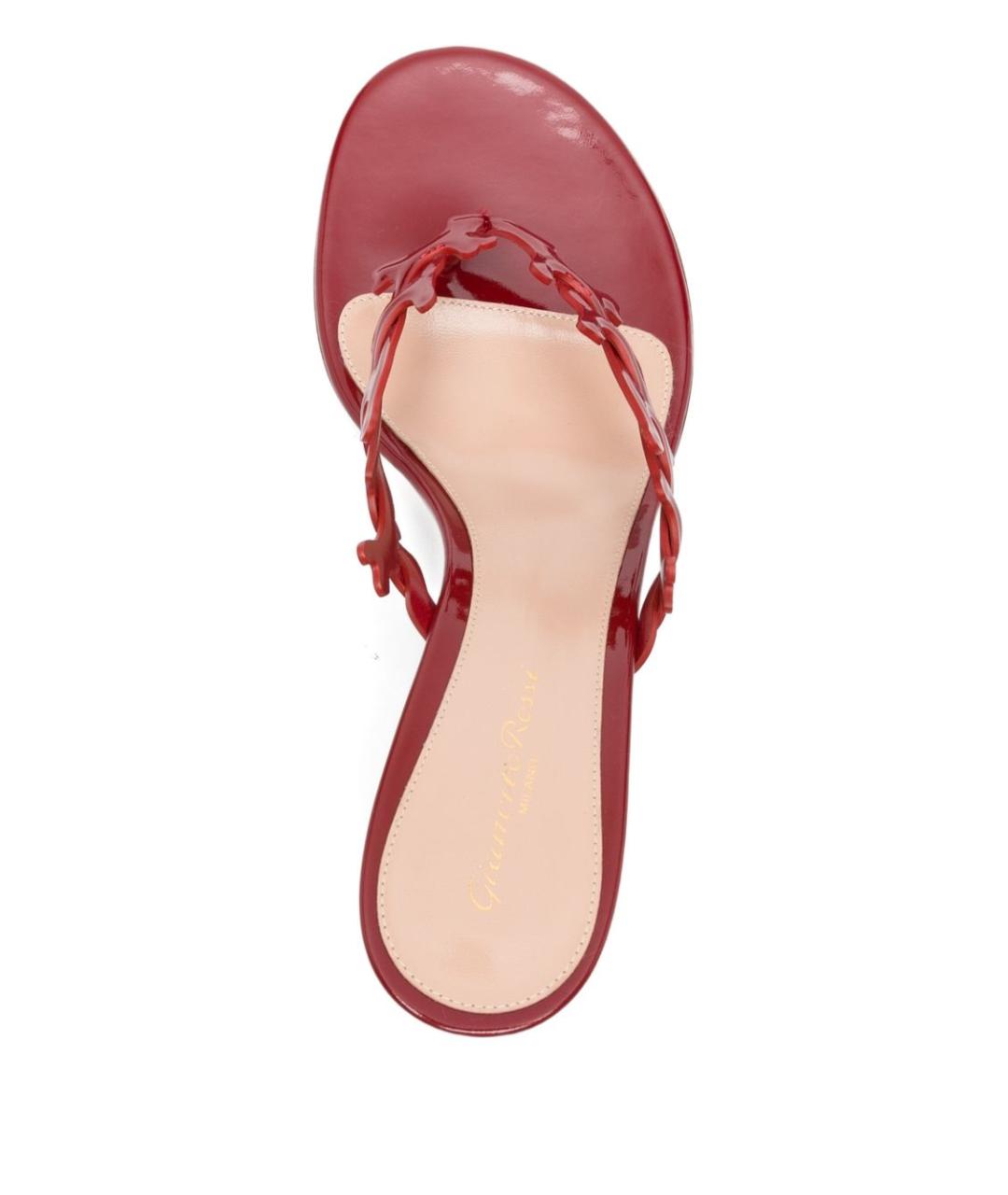 GIANVITO ROSSI Красные кожаные босоножки, фото 3