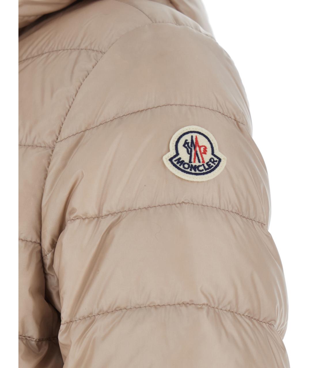 MONCLER Бежевый полиамидовый пуховик, фото 3
