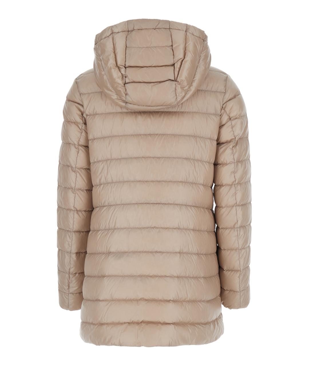 MONCLER Бежевый полиамидовый пуховик, фото 2