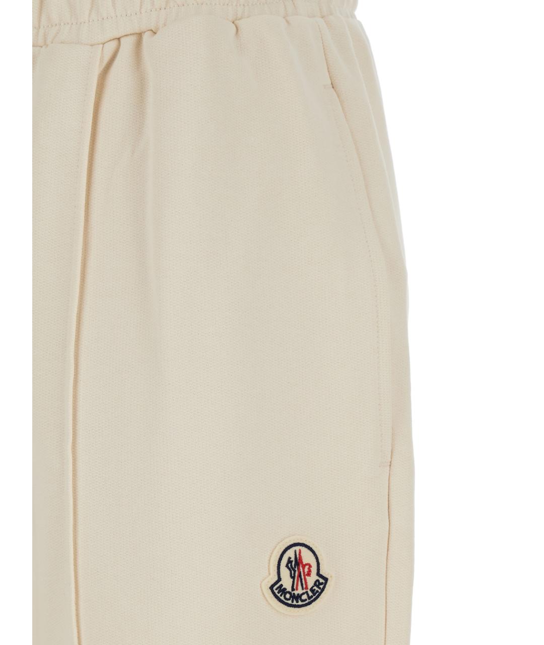 MONCLER Белые хлопковые прямые брюки, фото 3