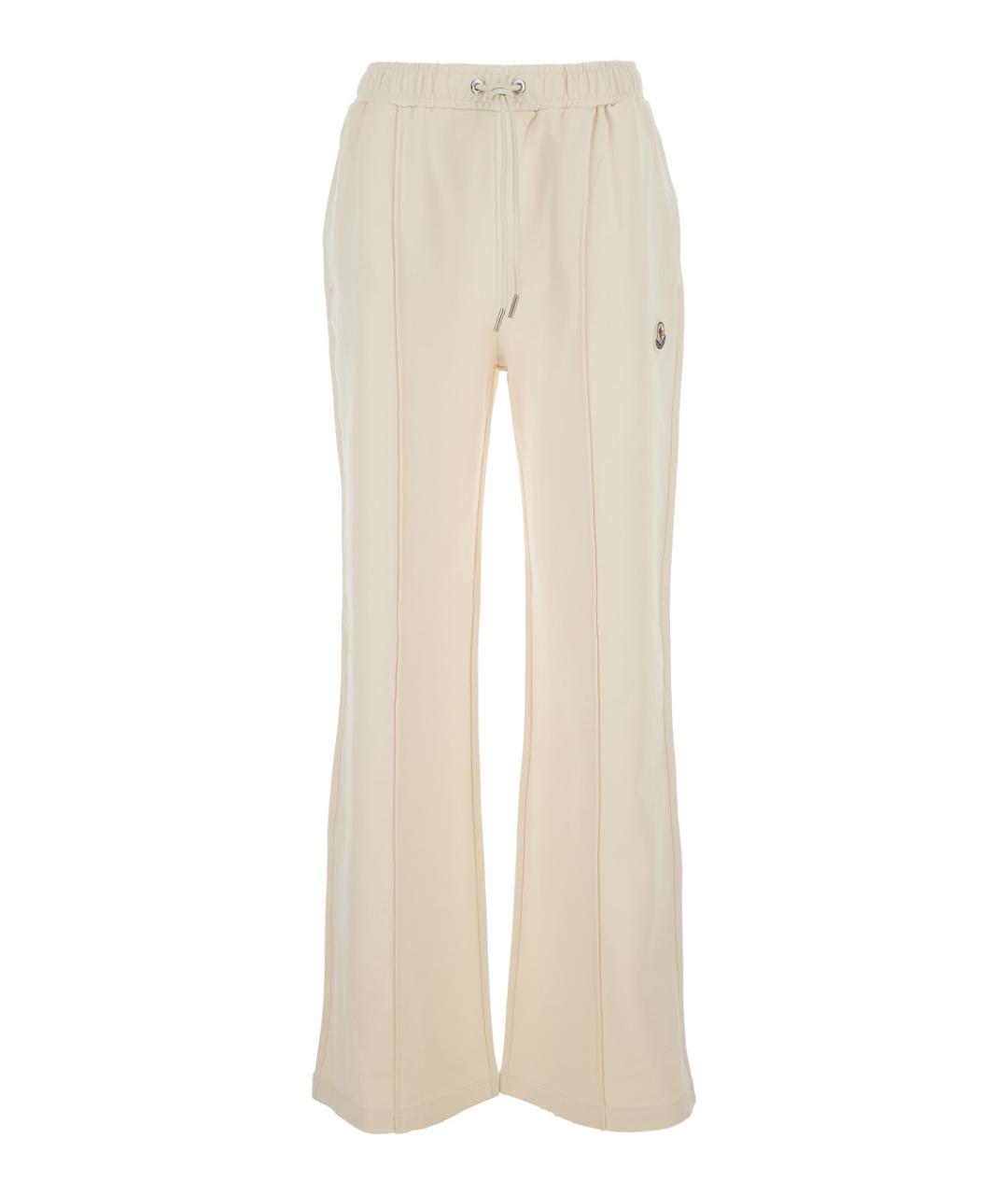 MONCLER Белые хлопковые прямые брюки, фото 1
