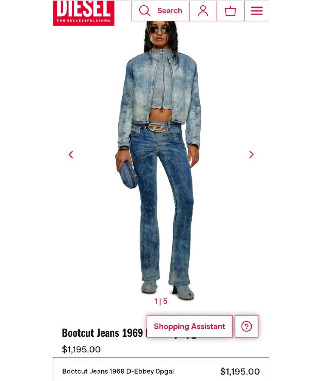 DIESEL Синие хлопко-эластановые джинсы клеш, фото 5