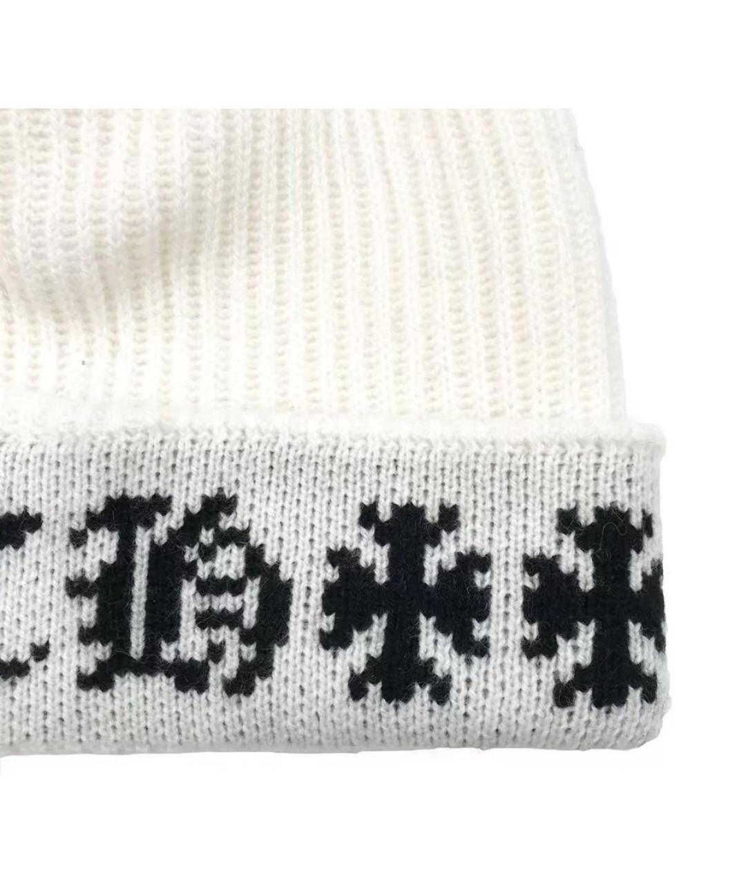 CHROME HEARTS Белая кашемировая шапка, фото 2