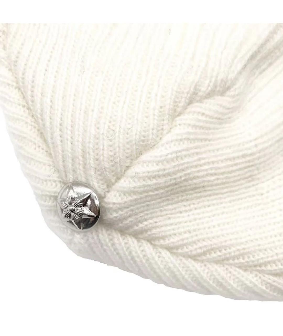 CHROME HEARTS Белая кашемировая шапка, фото 3
