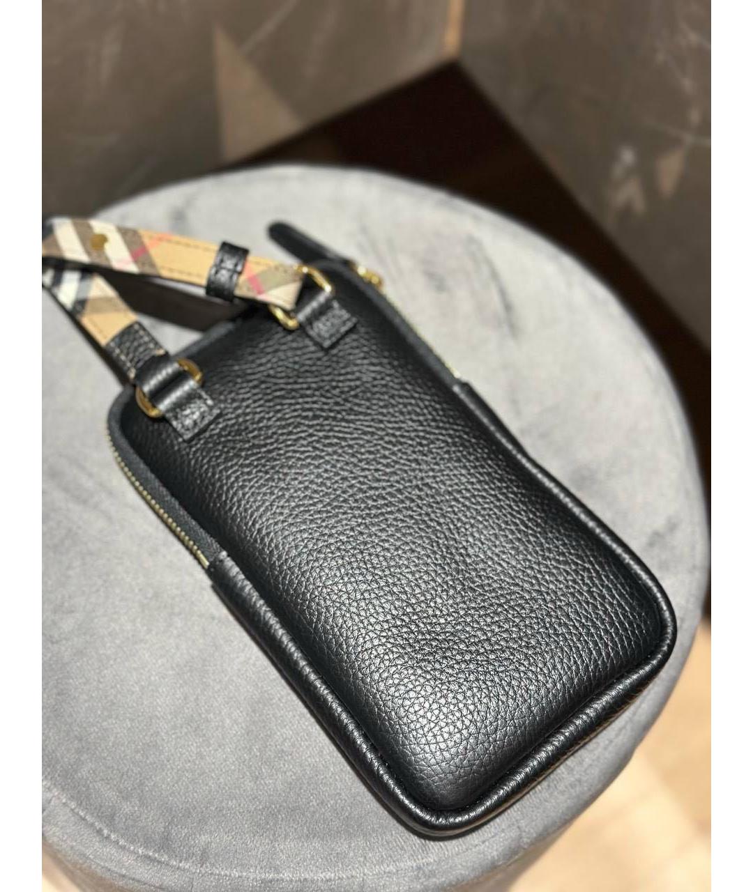 BURBERRY Черная кожаная сумка через плечо, фото 2