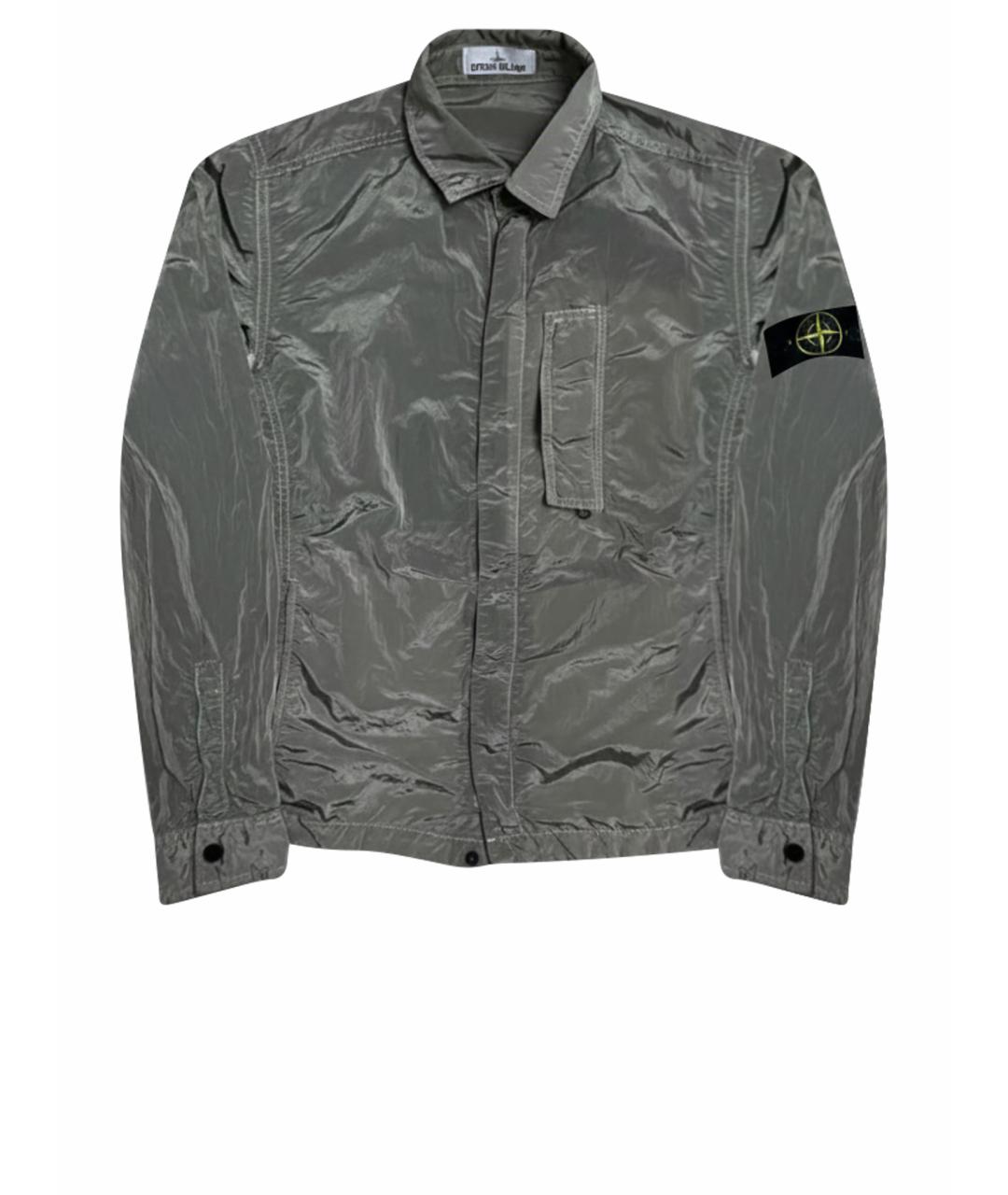 STONE ISLAND Серебряная синтетическая куртка, фото 1