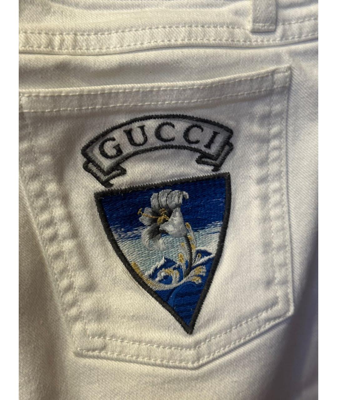 GUCCI Белые хлопковые джинсы клеш, фото 4