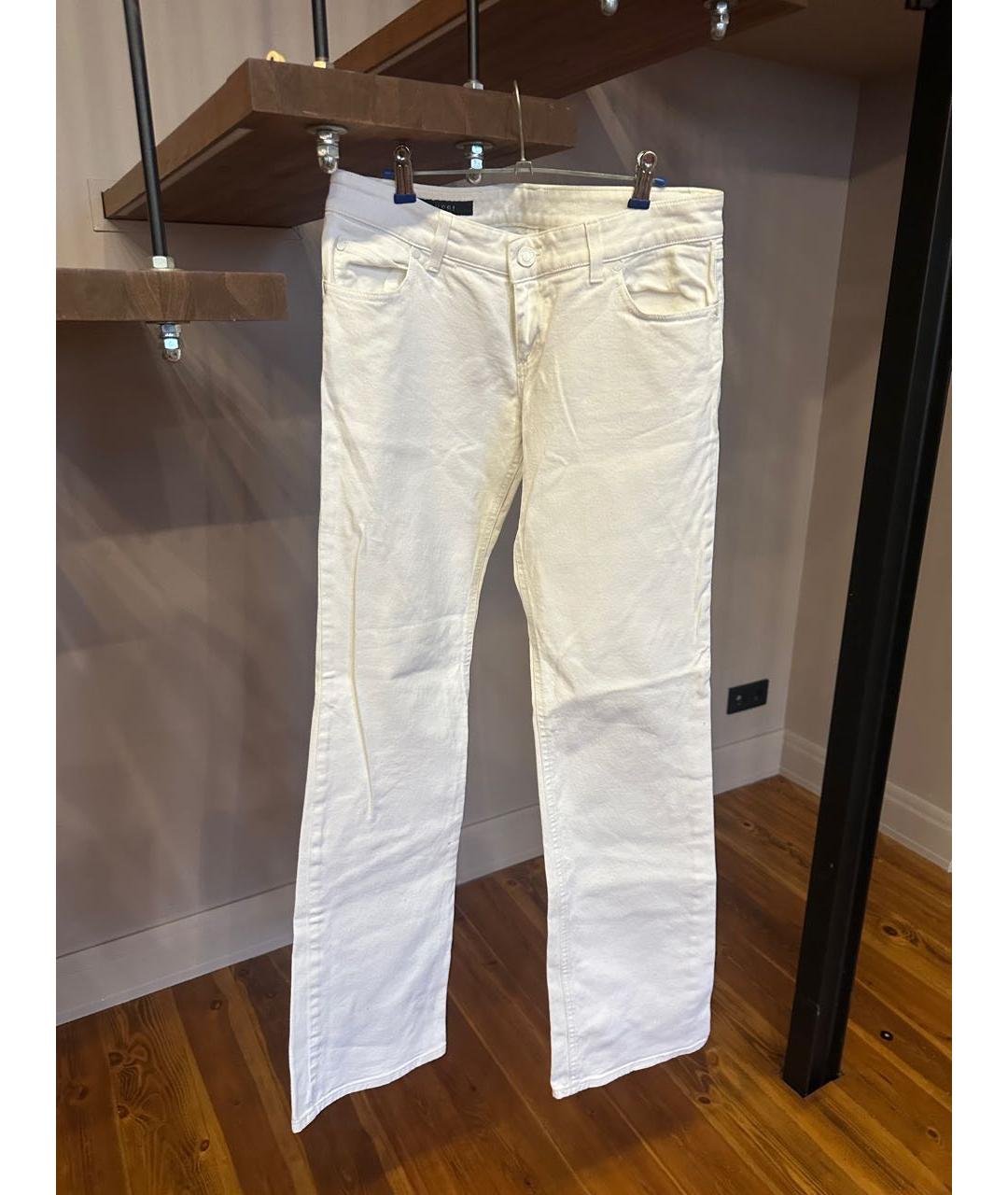 GUCCI Белые хлопковые джинсы клеш, фото 6