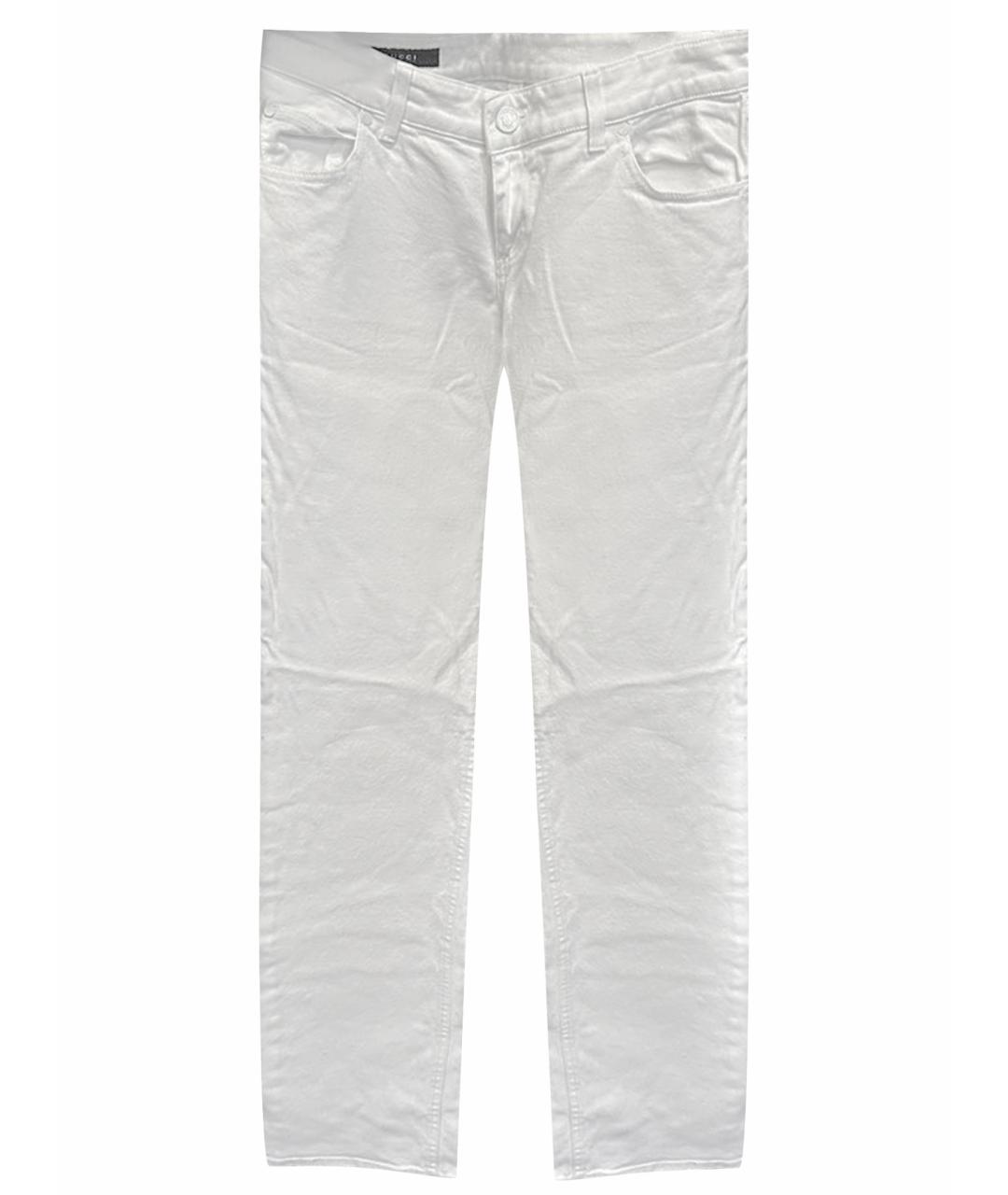 GUCCI Белые хлопковые джинсы клеш, фото 1