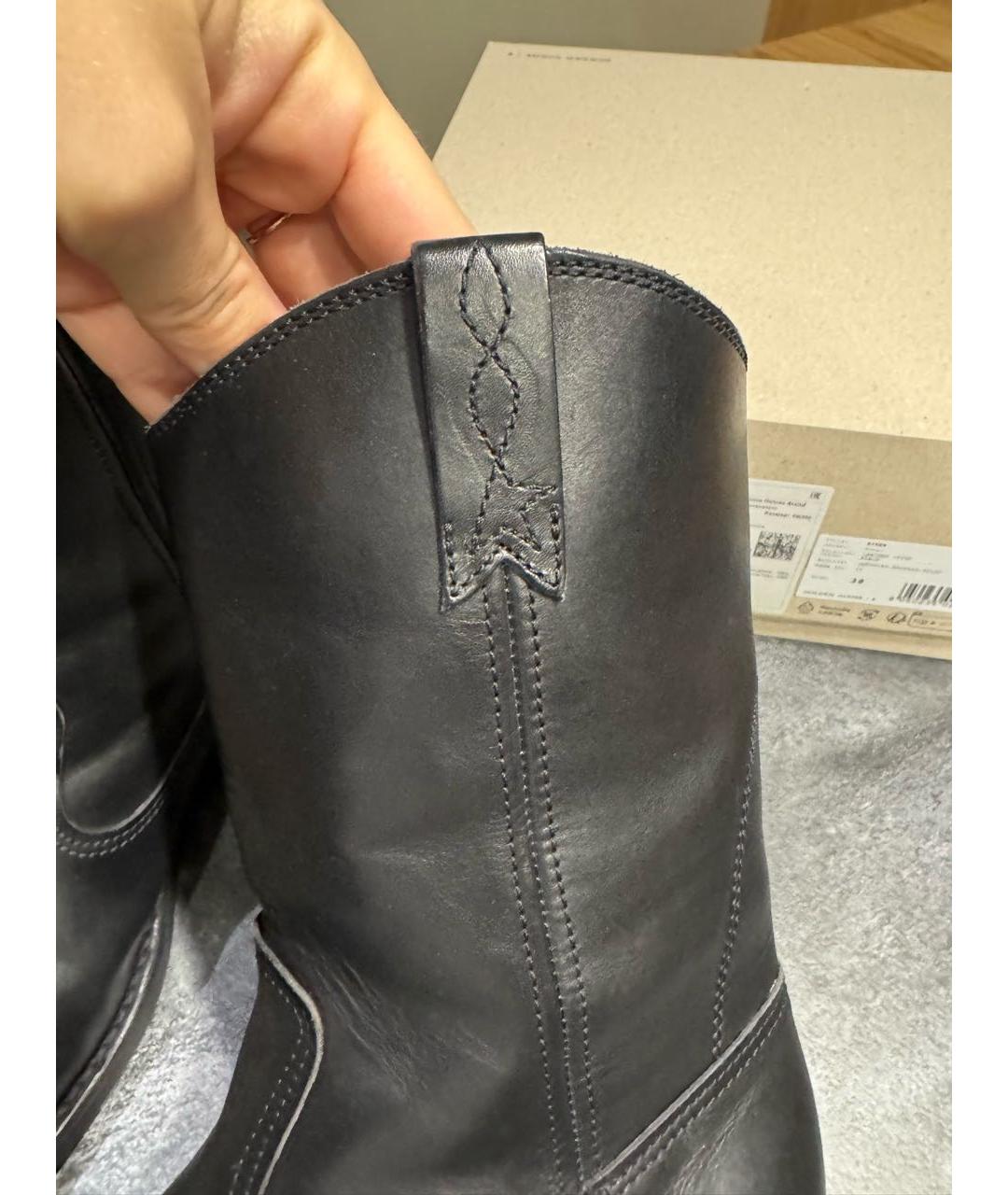 GOLDEN GOOSE DELUXE BRAND Черные кожаные полусапоги, фото 5