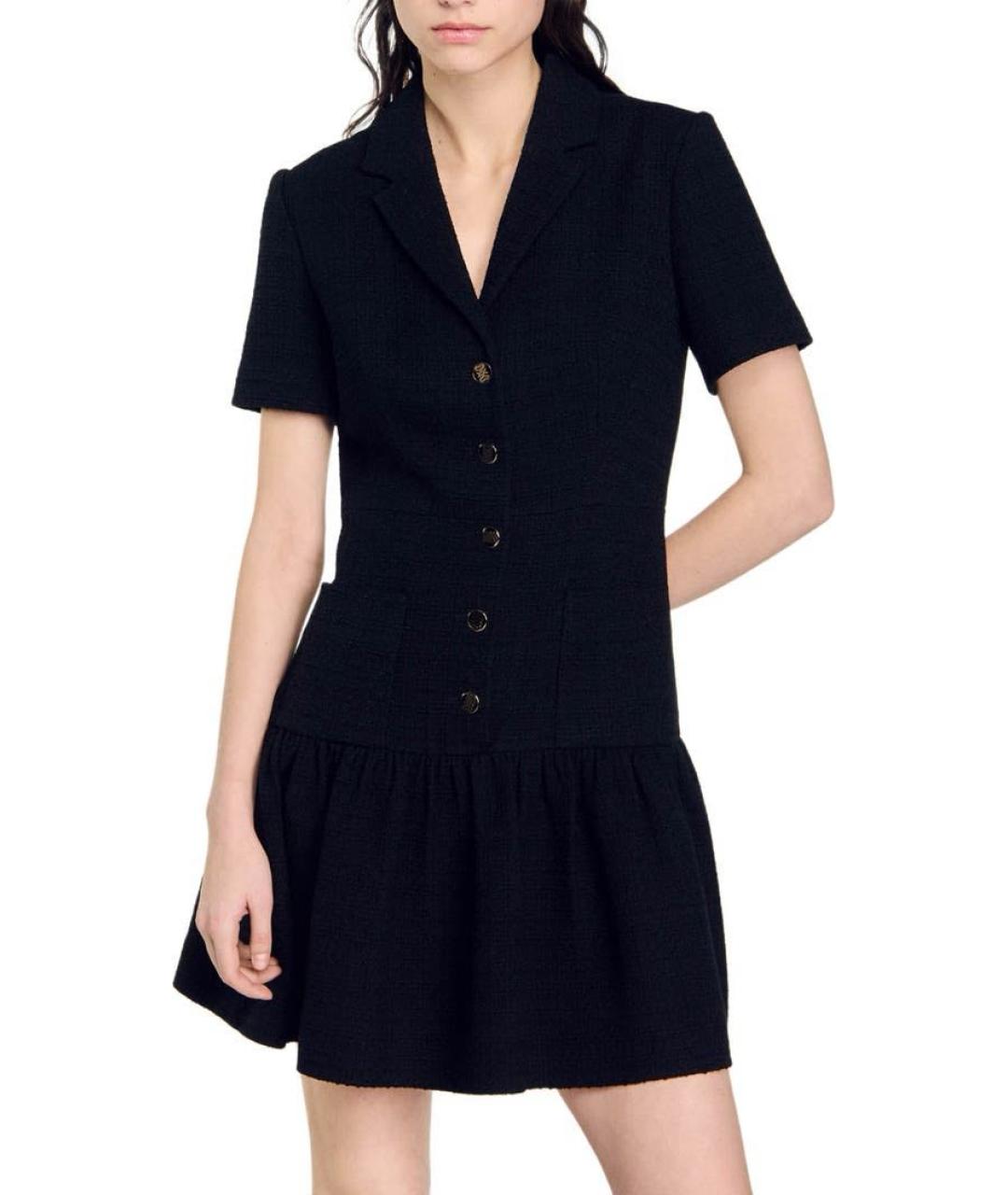 SANDRO Черное вискозное вечернее платье, фото 3