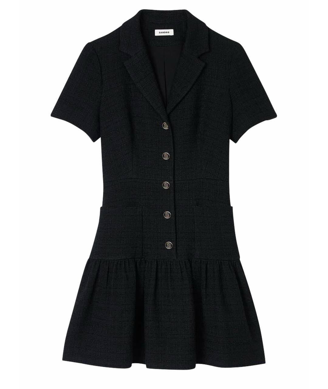 SANDRO Черное вискозное вечернее платье, фото 5