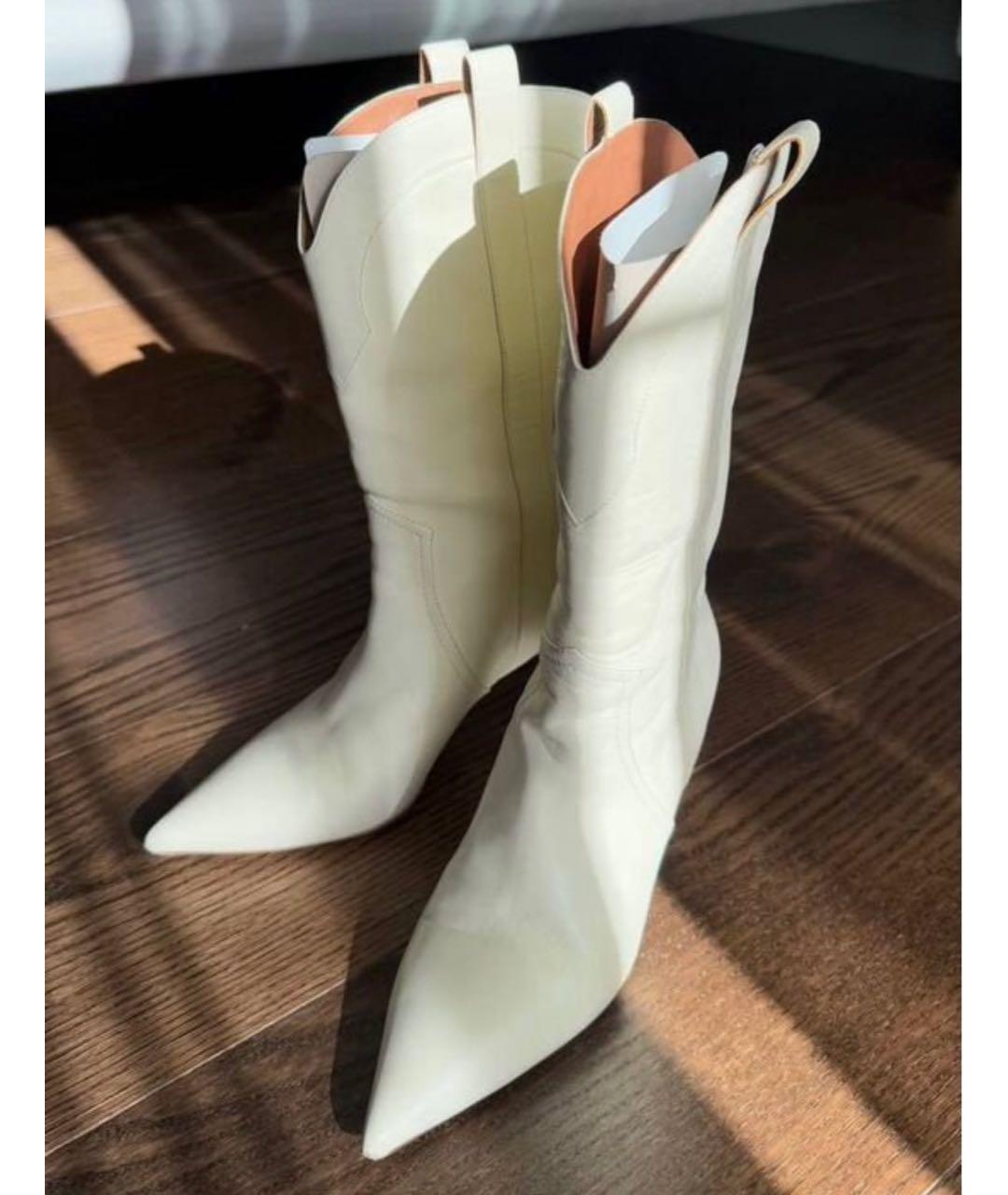 PARIS TEXAS Белые кожаные сапоги, фото 2