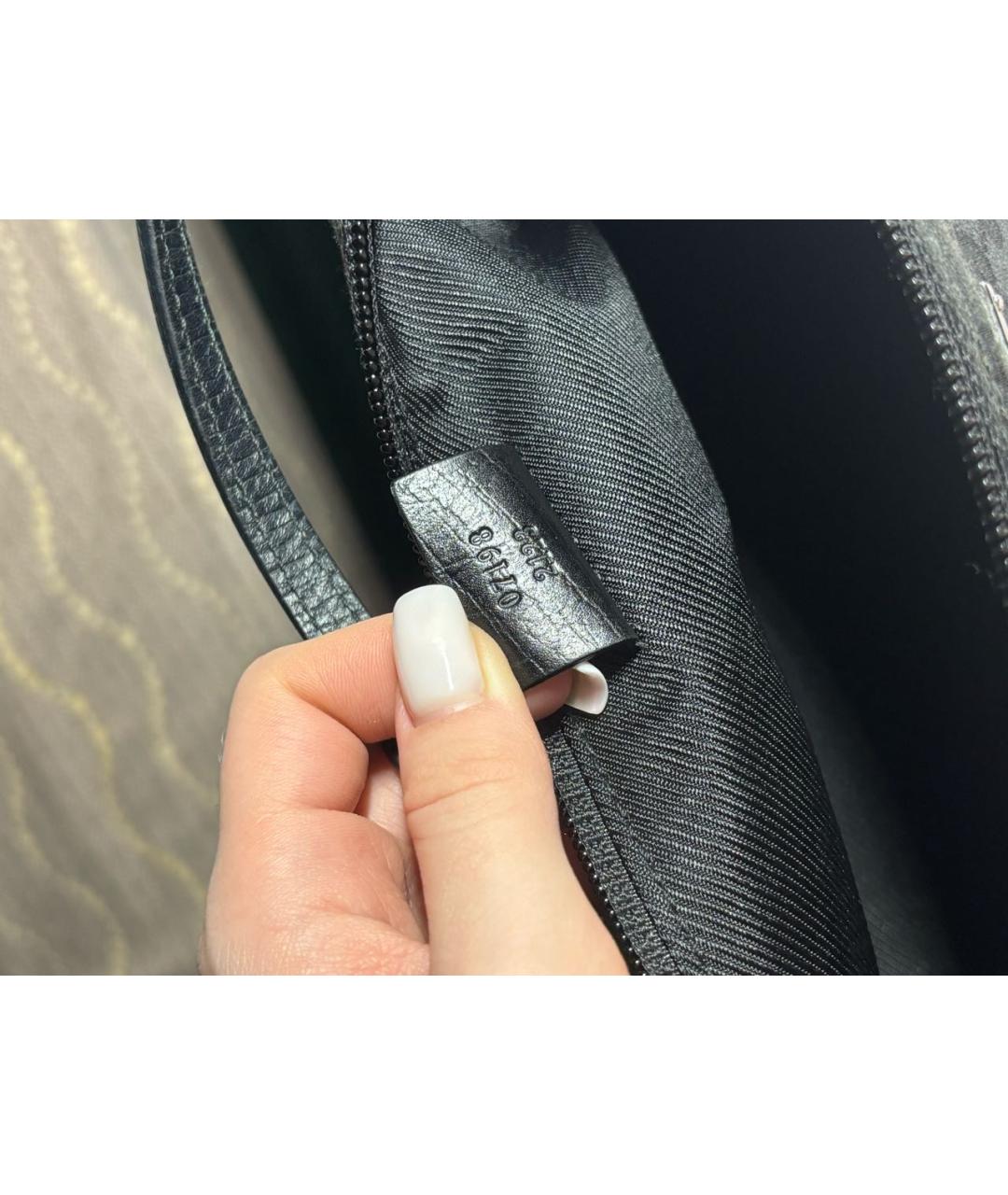 GUCCI Черная тканевая сумка с короткими ручками, фото 6