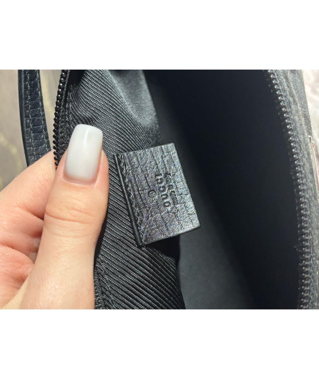 GUCCI Черная тканевая сумка с короткими ручками, фото 7