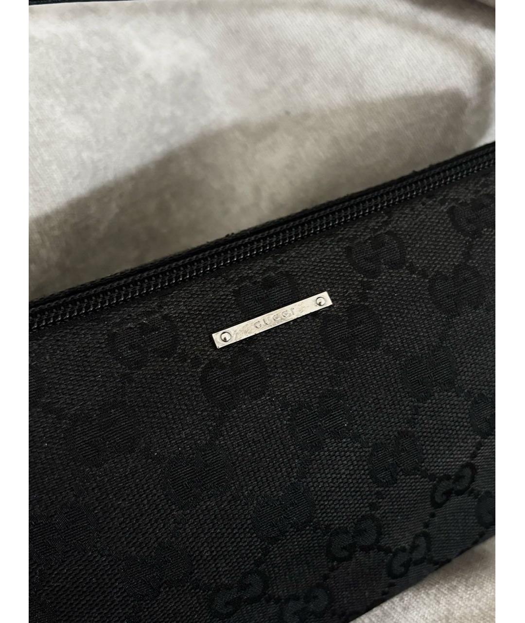 GUCCI Черная тканевая сумка с короткими ручками, фото 3